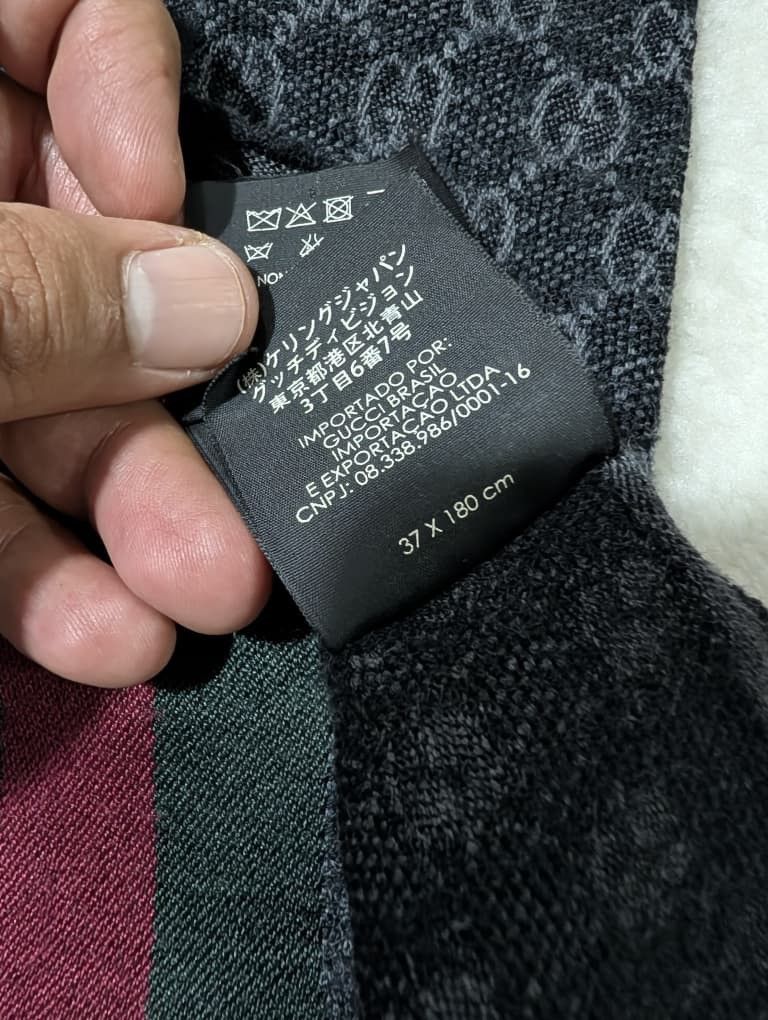 Gucci Gucci GG Monogram Web Scarf – Black Size ONE SIZE - 6 Thumbnail