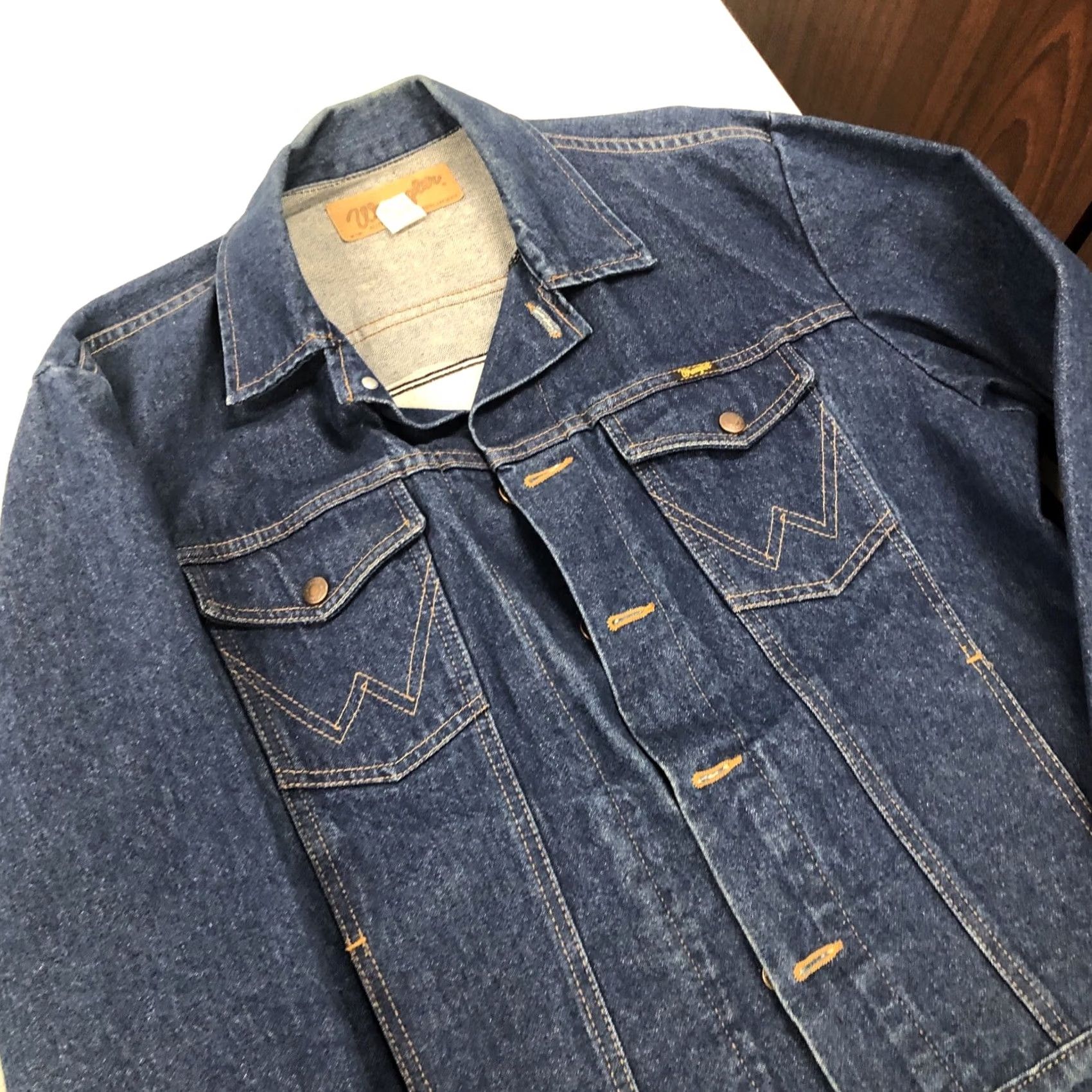 Wrangler VINTAGE Wrangler Denim Trucker Jacket Western L Blue Mens Wrangler 90s Country Music's Favorite Label Biker Style Denim Jacket Size US L / EU 52-54 / 3 - 4 Thumbnail