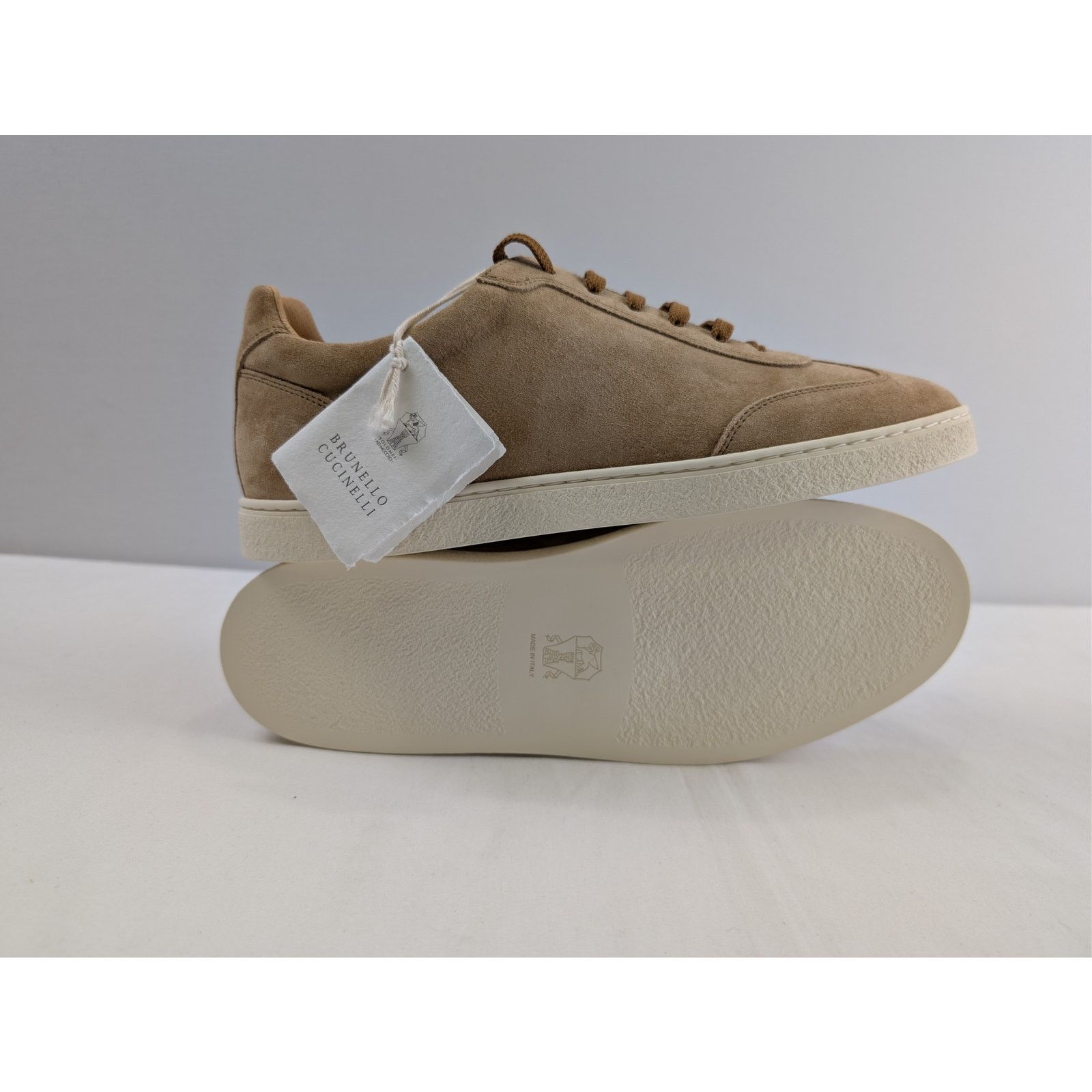 Brunello Cucinelli o1rshd1 'Coda di Rondine' suede sneakers in taupe/brown Size US 11 / EU 44 - 13 Thumbnail