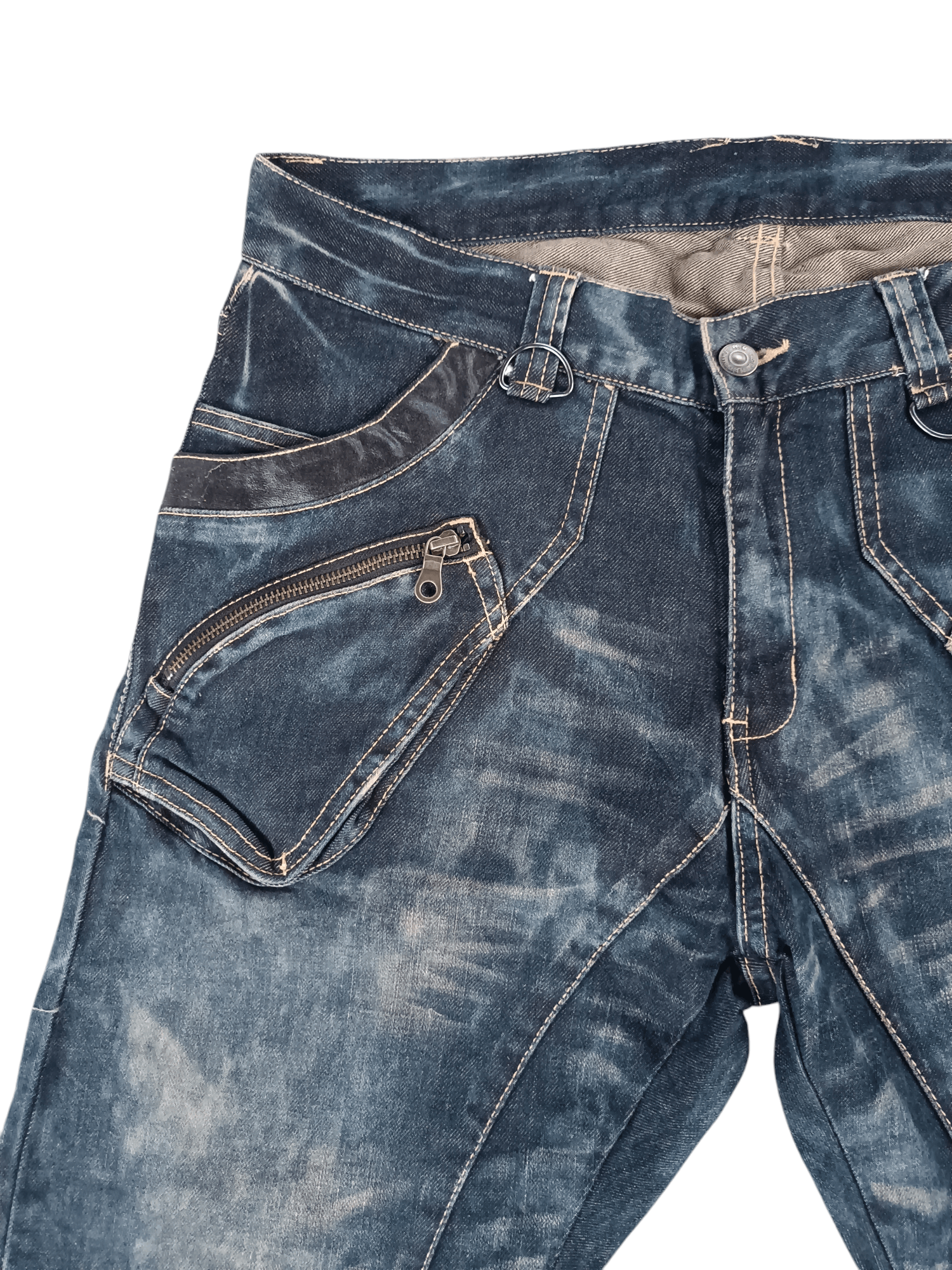 Japanese Brand RARE 💥 PPFM TYE DIE WHISKERS TWISTED LEG DENIM Size US 34 / EU 50 - 5 Thumbnail