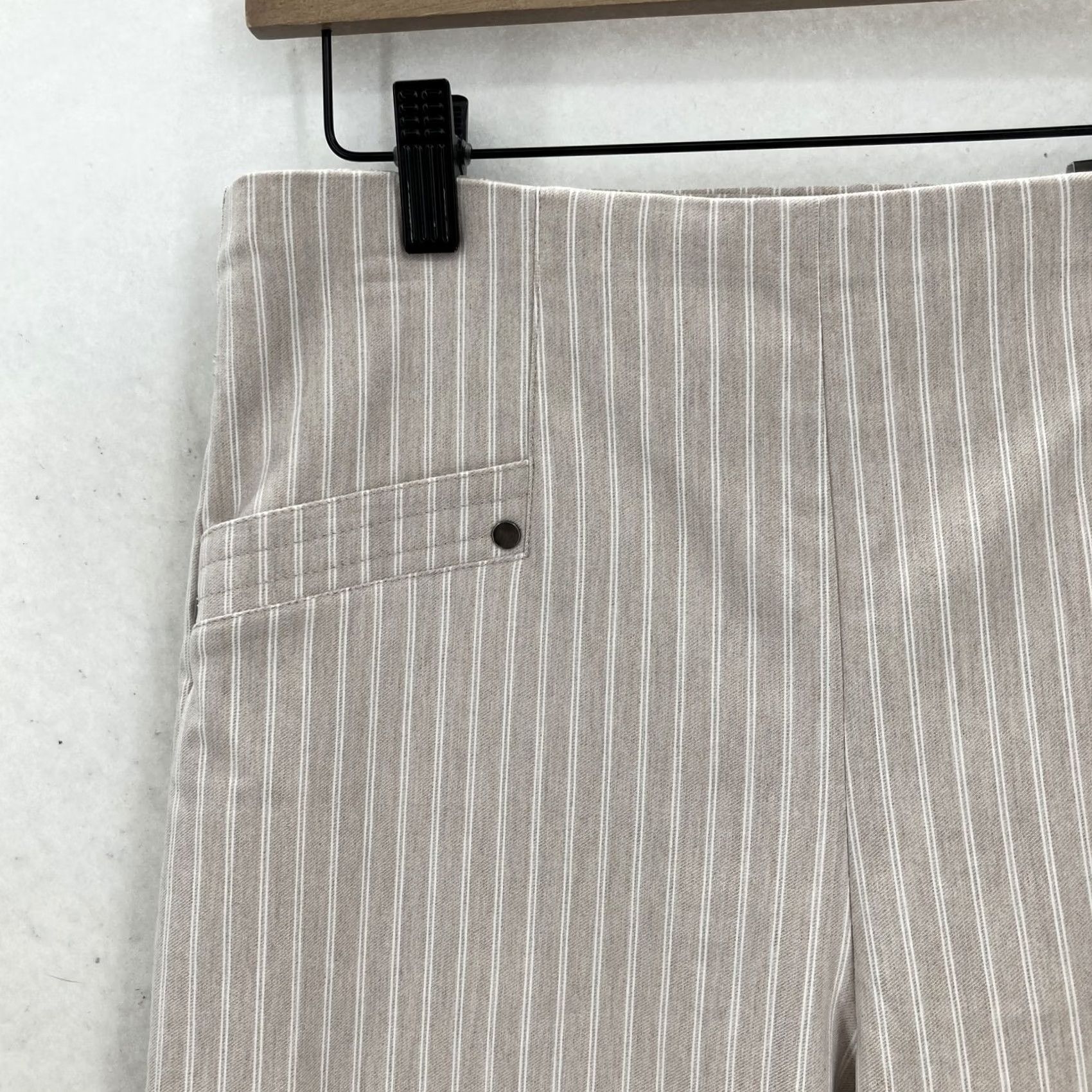 Vintage Maurices Bengaline Pants Womens Small Beige Striped Pull On Skinny Ankle Stretch Size 28" / US 6 / IT 42 - 3 Thumbnail