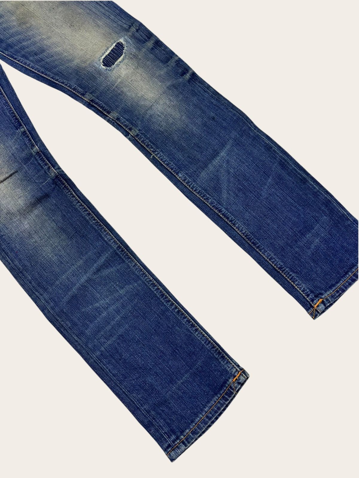 Nudie Jeans Y2k Nudie Crazy Yellow Wash Faded Distress Jeans Size US 29 - 5 Thumbnail