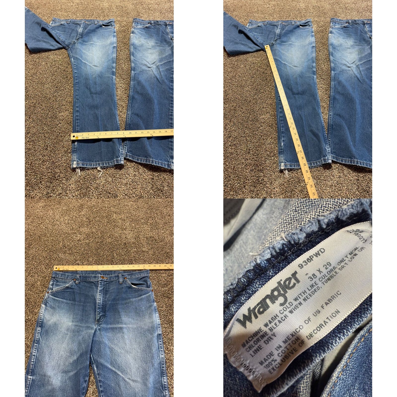 Wrangler Wrangler 936 Jeans 38 Blue Denim Bootcut Distressed 38x29 Men Pan 5-Pocket Wrangler 936 Bootcut Jeans Size 38 Mens Regular Blue Denim Distressed Jeans Size US 38 / EU 54 - 9 Thumbnail