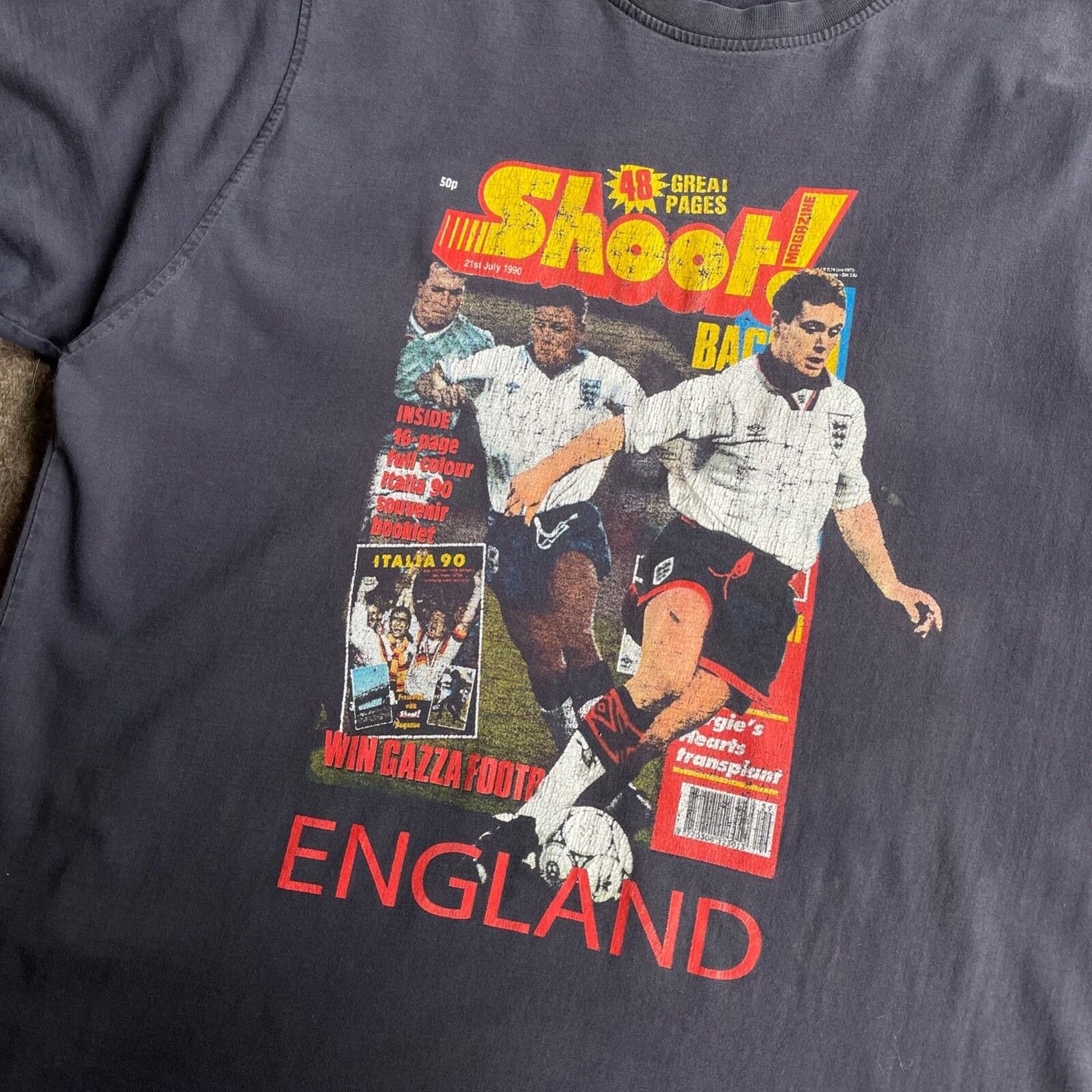 Vintage Vintage England Football Tee Italia 90 Shoot! T Shirt Size US XL / EU 56 / 4 - 2 Thumbnail