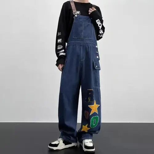 Jean Retro design embroidered workwear denim overalls Size US 32 / EU 48 - 5 Thumbnail
