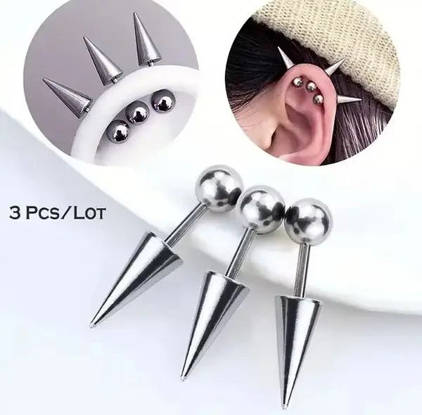 Jewelry Kurusu x Inoue 3 stainless steel tapered stud earrings Size ONE SIZE - 6 Thumbnail