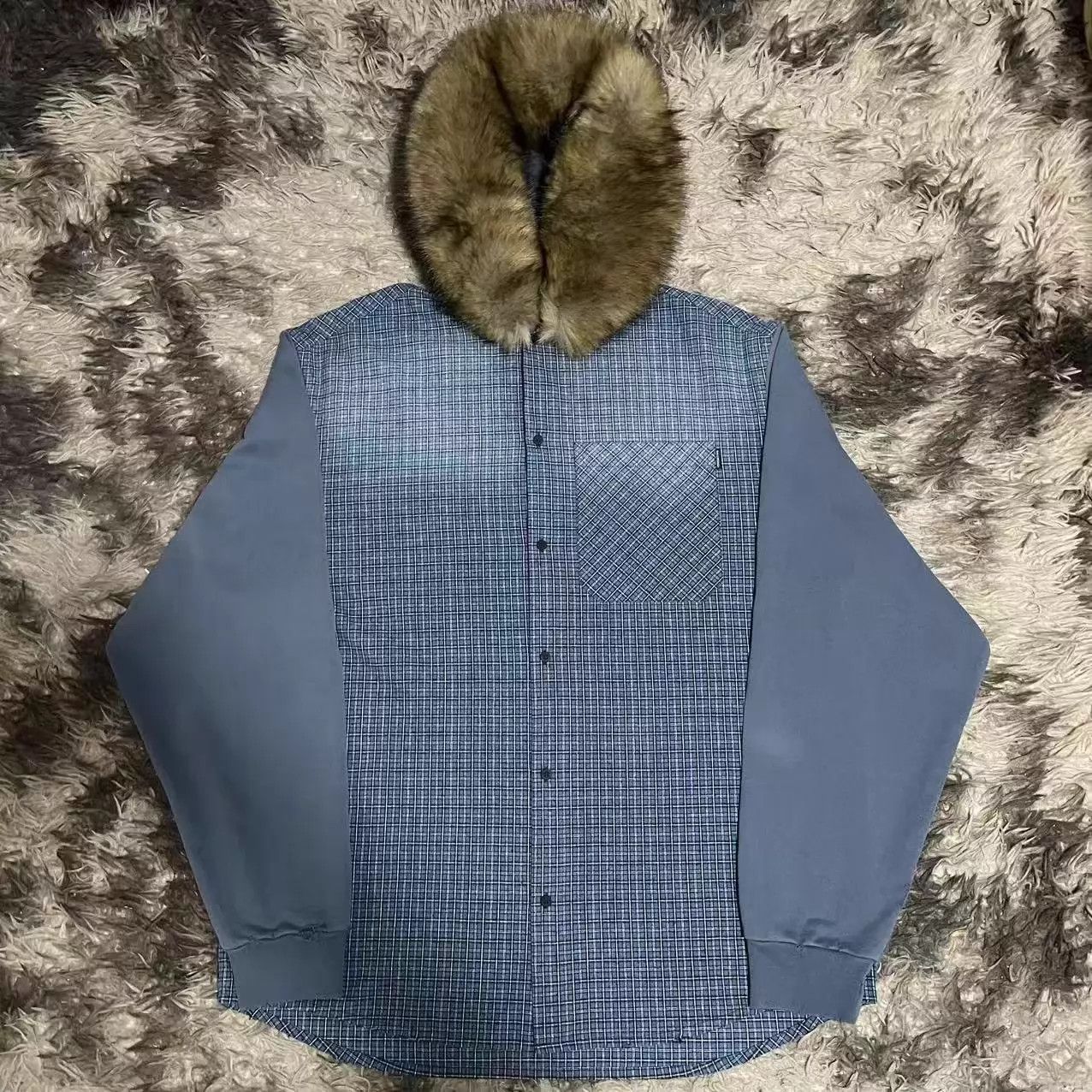 Balenciaga Balenciaga 25 Winter M Fur Collar Plaid Shirt Size US M / EU 48-50 / 2 - 1 Thumbnail