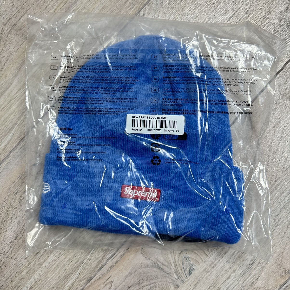 Hypebeast Supreme New Era S Logo Beanie Dark Royal Blue FW24 DS Size ONE SIZE - 4 Thumbnail