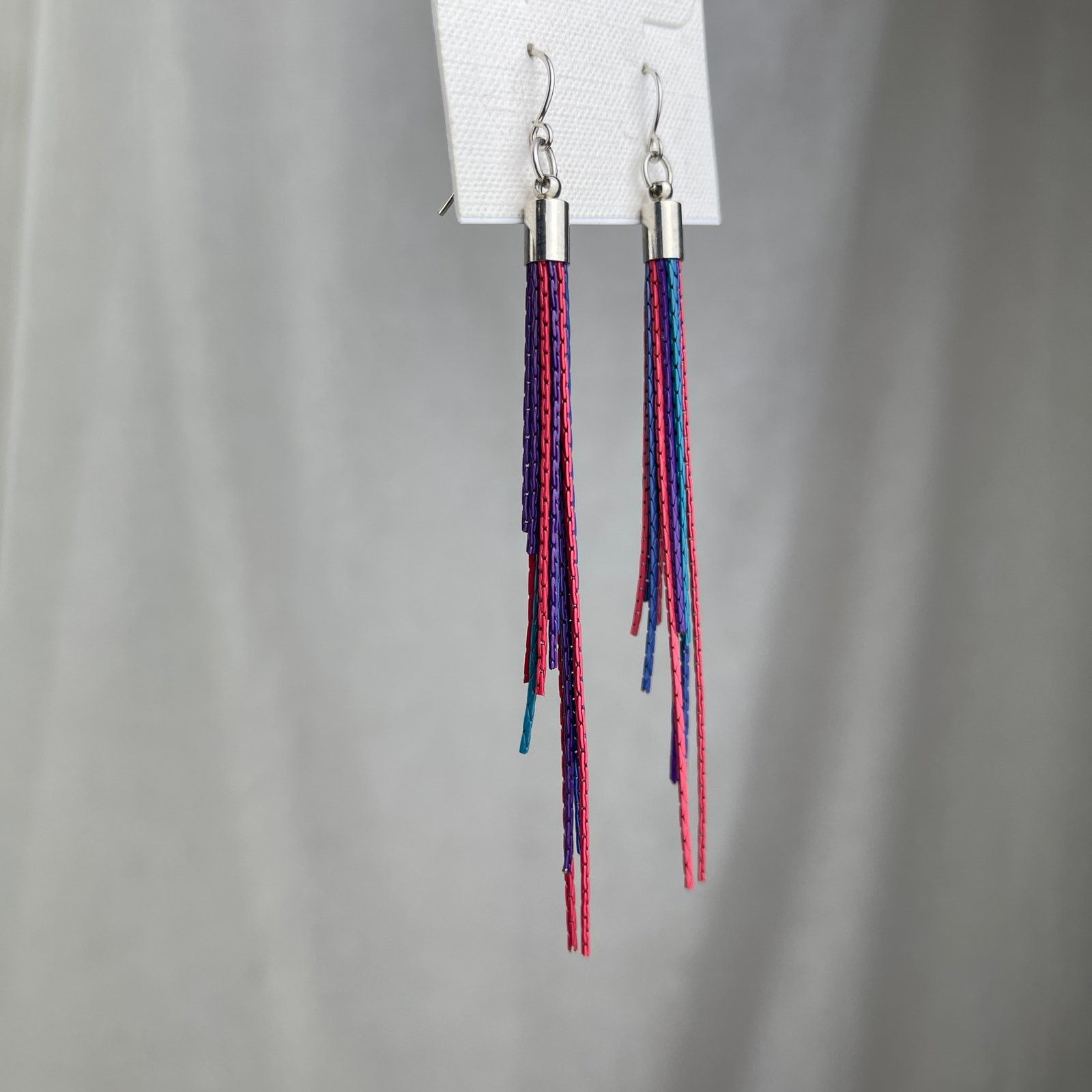 Other Colorful Chain Link Fringe Earrings Purple Teal Pink Blue Size ONE SIZE - 16 Thumbnail