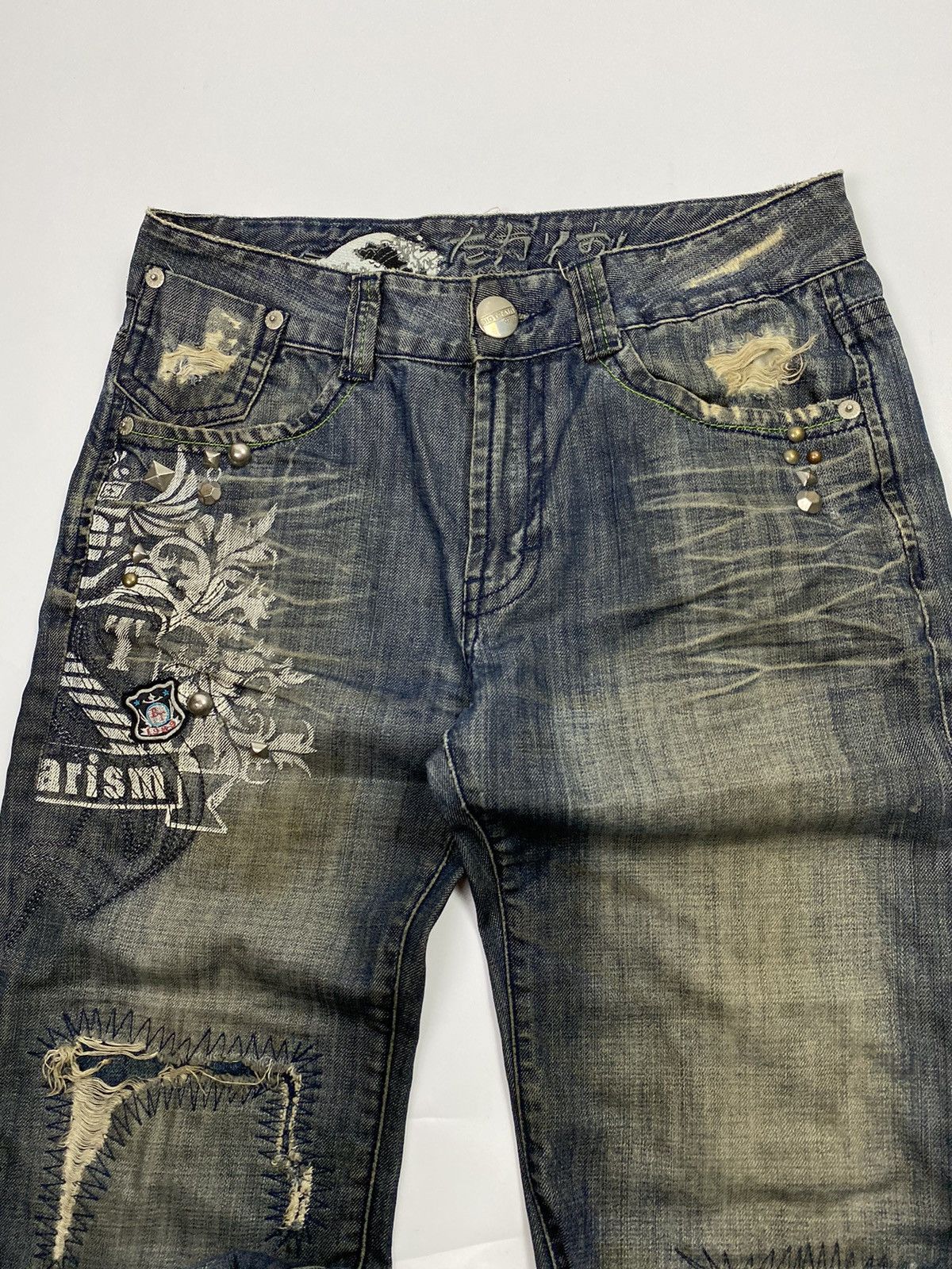 If Six Was Nine × Japanese Brand osaka big train 📍 distressed patchwork studdet jeans 32x32 Size US 32 / EU 48 - 8 Thumbnail