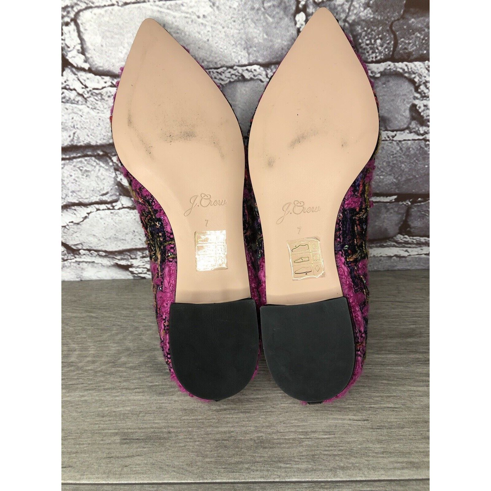 J.Crew J. Crew K2904 Pink Fresh Berry Tweed Pointed Toe Flats Women Size US 7 / IT 37 - 7 Thumbnail