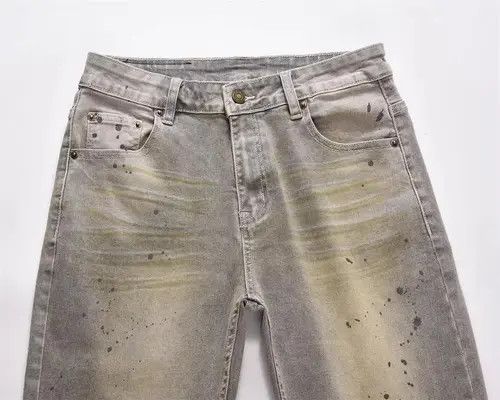 Jean Men's punk ink-splashed distressed washed jeans Size US 32 / EU 48 - 5 Thumbnail