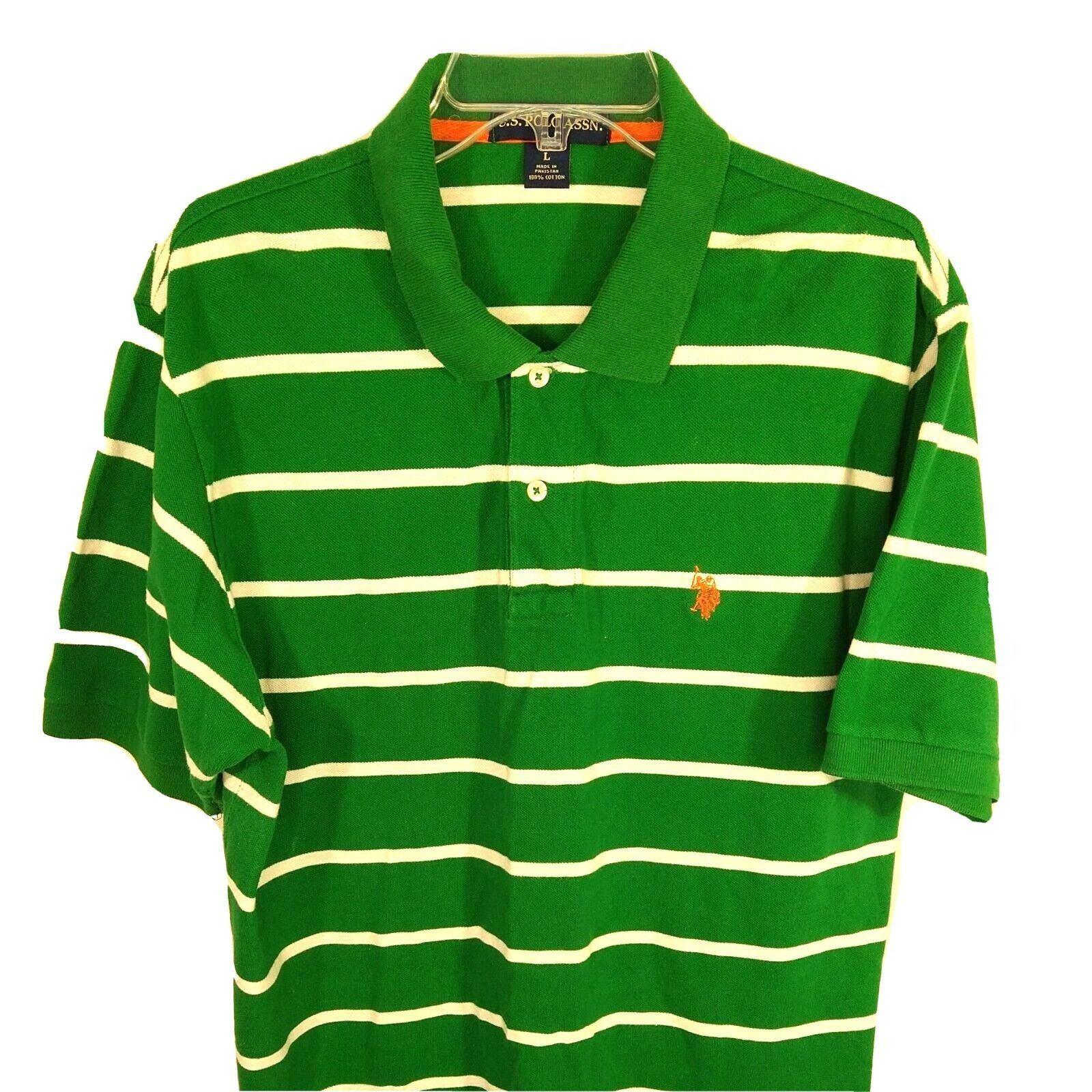 U.S. Polo Assn. US Polo Assn Collared Polo Shirt Men Size L Green Stripe Size US L / EU 52-54 / 3 - 2 Thumbnail