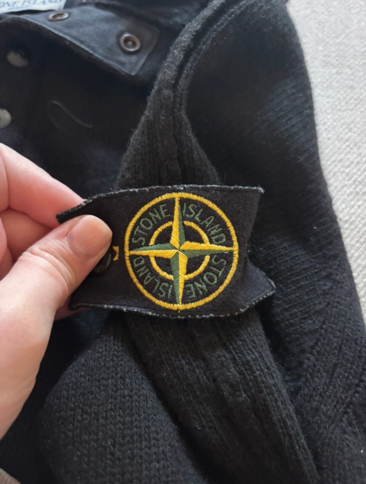Stone Island Vintage Stone Island Ribbed Knit Polo Jumper - Black Size US L / EU 52-54 / 3 - 2 Thumbnail