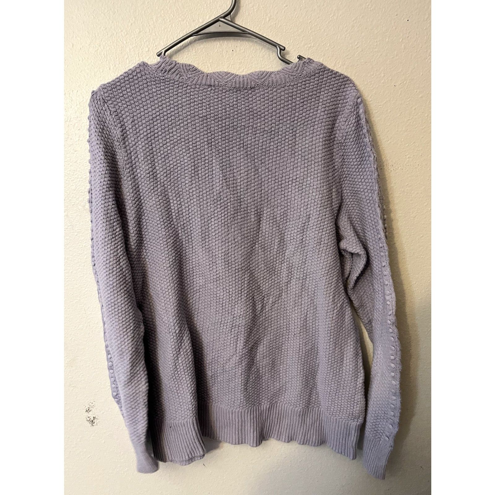 Loft LOFT Purple Cable-Knit Sweater Pullover Size Large Womens Size L / US 10 / IT 46 - 3 Thumbnail