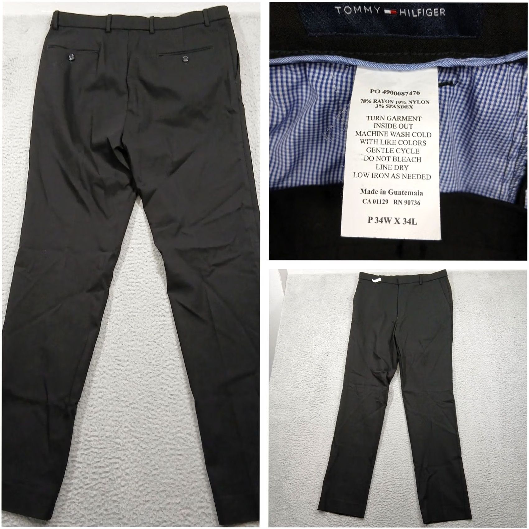 Tommy Hilfiger Tommy Hilfiger Mens Black Dress Pants 34x34 THFlex Stretch Slim Fit EUC Pants 34 Black Solid Men Clothing Mens Clothing Size US 34 / EU 50 - 2 Thumbnail