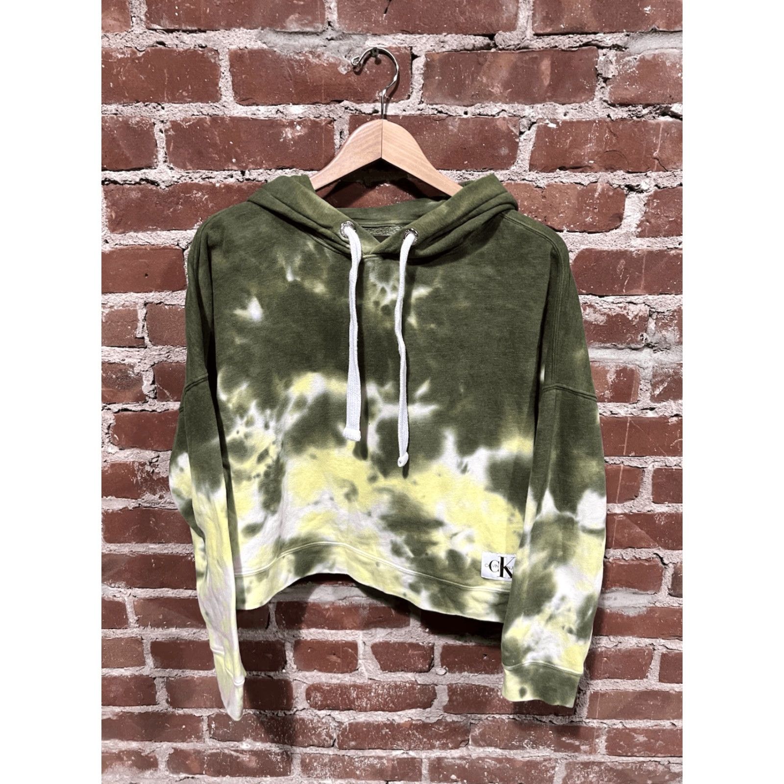 Calvin Klein Calvin Klein Jeans Womens Green Tie Dye Cropped Hooded Sweatshirt Size L Size L / US 10 / IT 46 - 2 Thumbnail