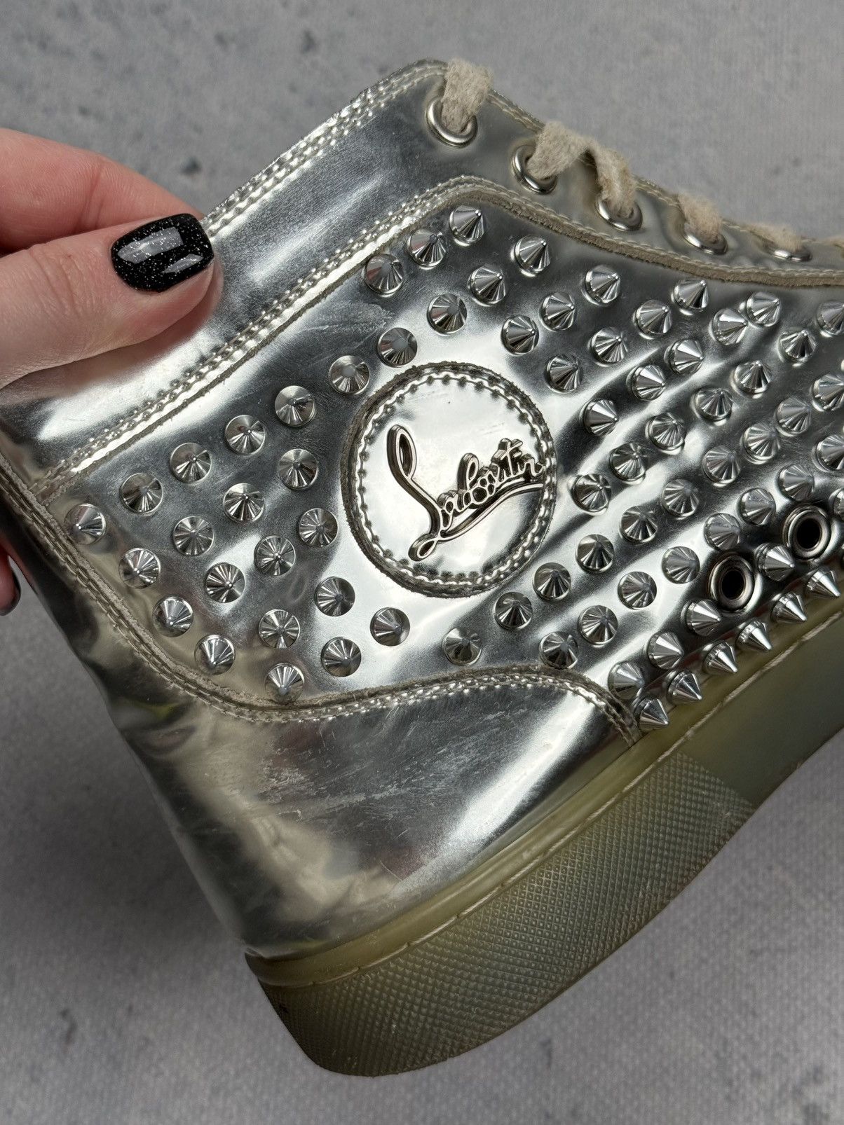 Christian Louboutin Christian Louboutin Louis Flat Antispecchio Spike Silver Size US 9 / EU 42 - 13 Thumbnail