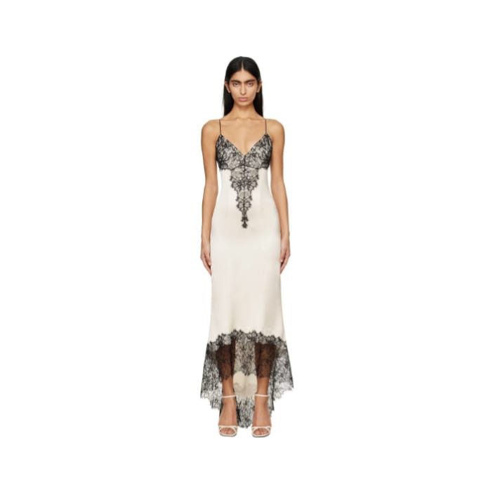 brown slip dress lace Freilla Brown Satin Midi dress - US 10