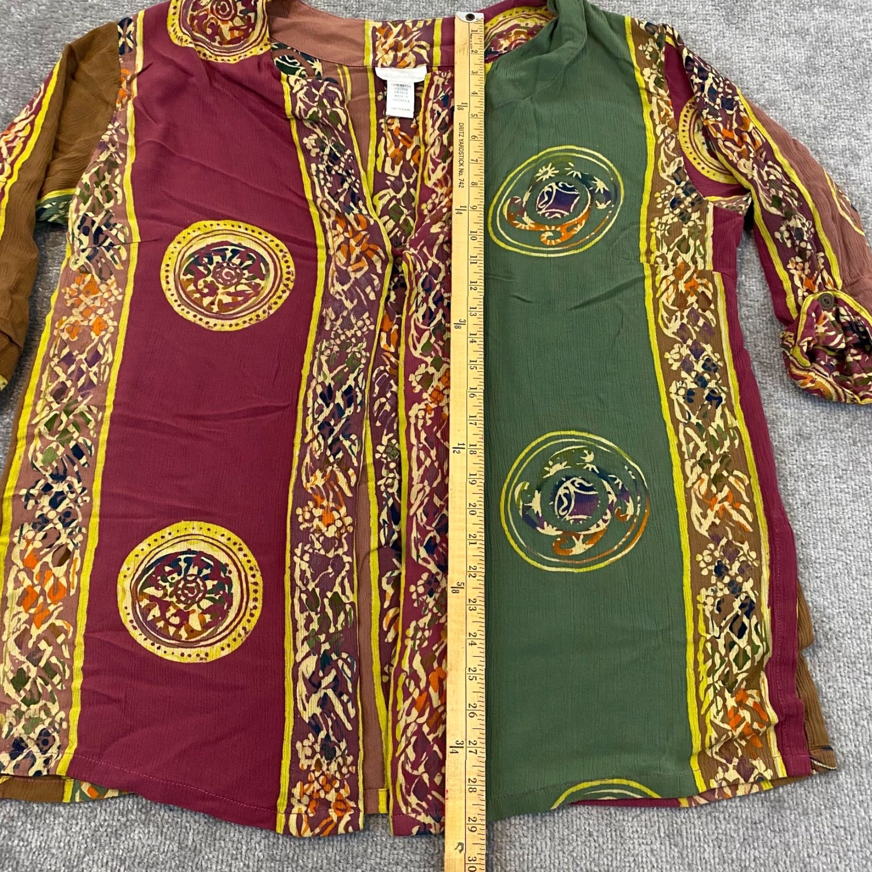 Soft Surroundings SOFT SURROUNDINGS Batik Tunic Top Womens Large Multicolor Viscose Rayon Oversize Tunic Blouse Size L / US 10 / IT 46 - 4 Thumbnail