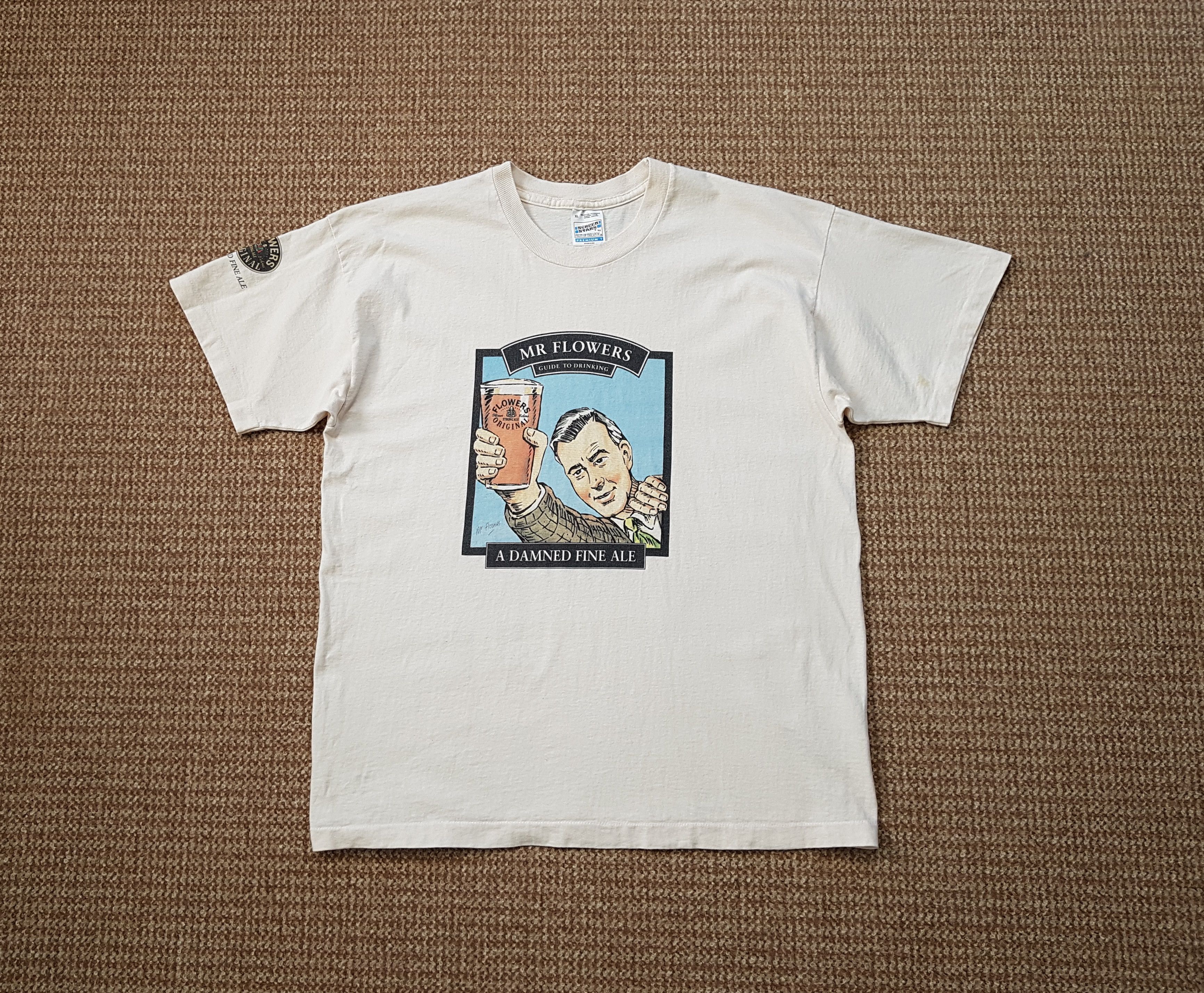 Vintage Mr. Flowers A Damned Fine Ale Vintage 90s Single Stitch Tee Size US XL / EU 56 / 4 - 2 Thumbnail