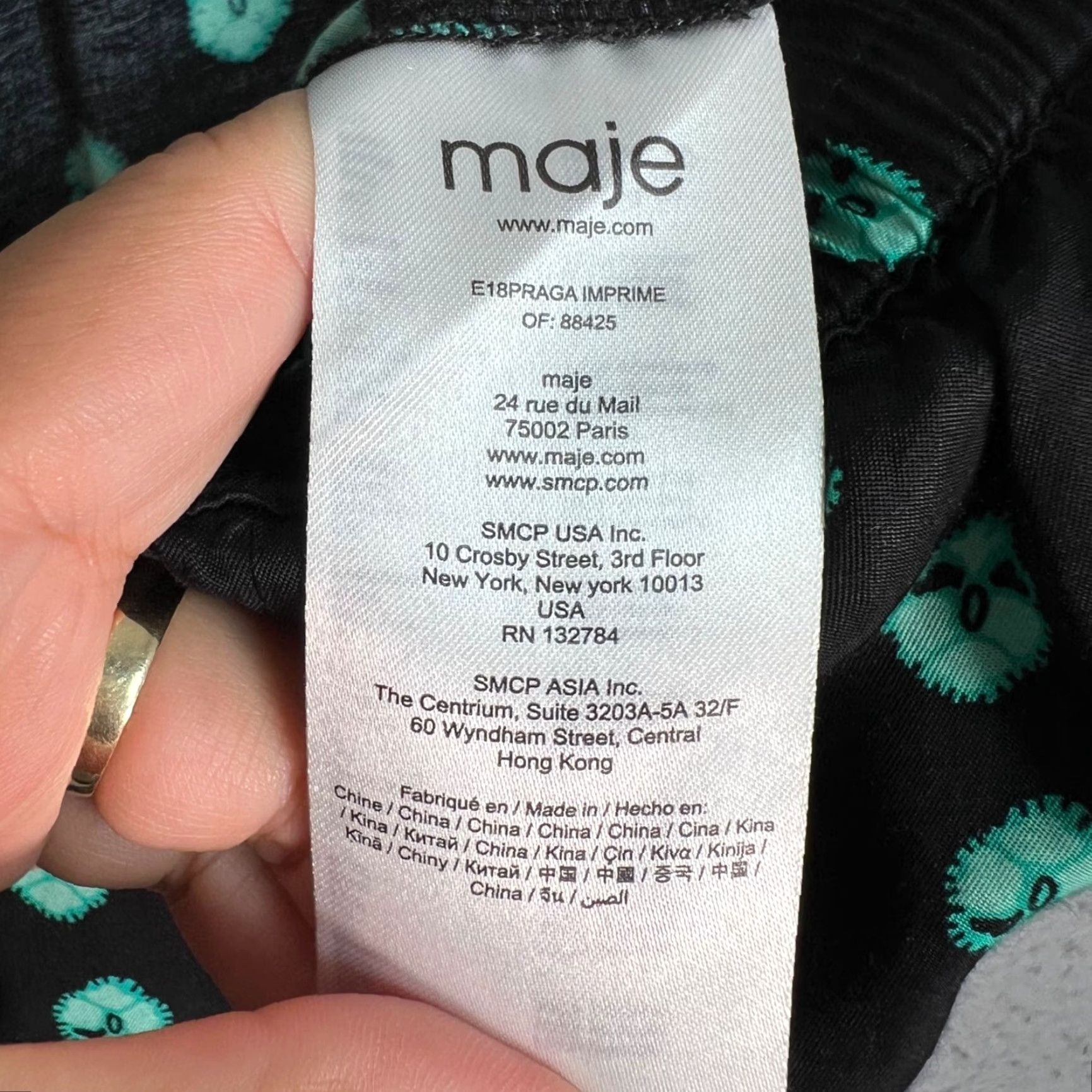 Maje Maje Womens Black Teal Printed Track Pants With Side Stripes Size 2 Size 26" / US 2 / IT 38 - 4 Thumbnail