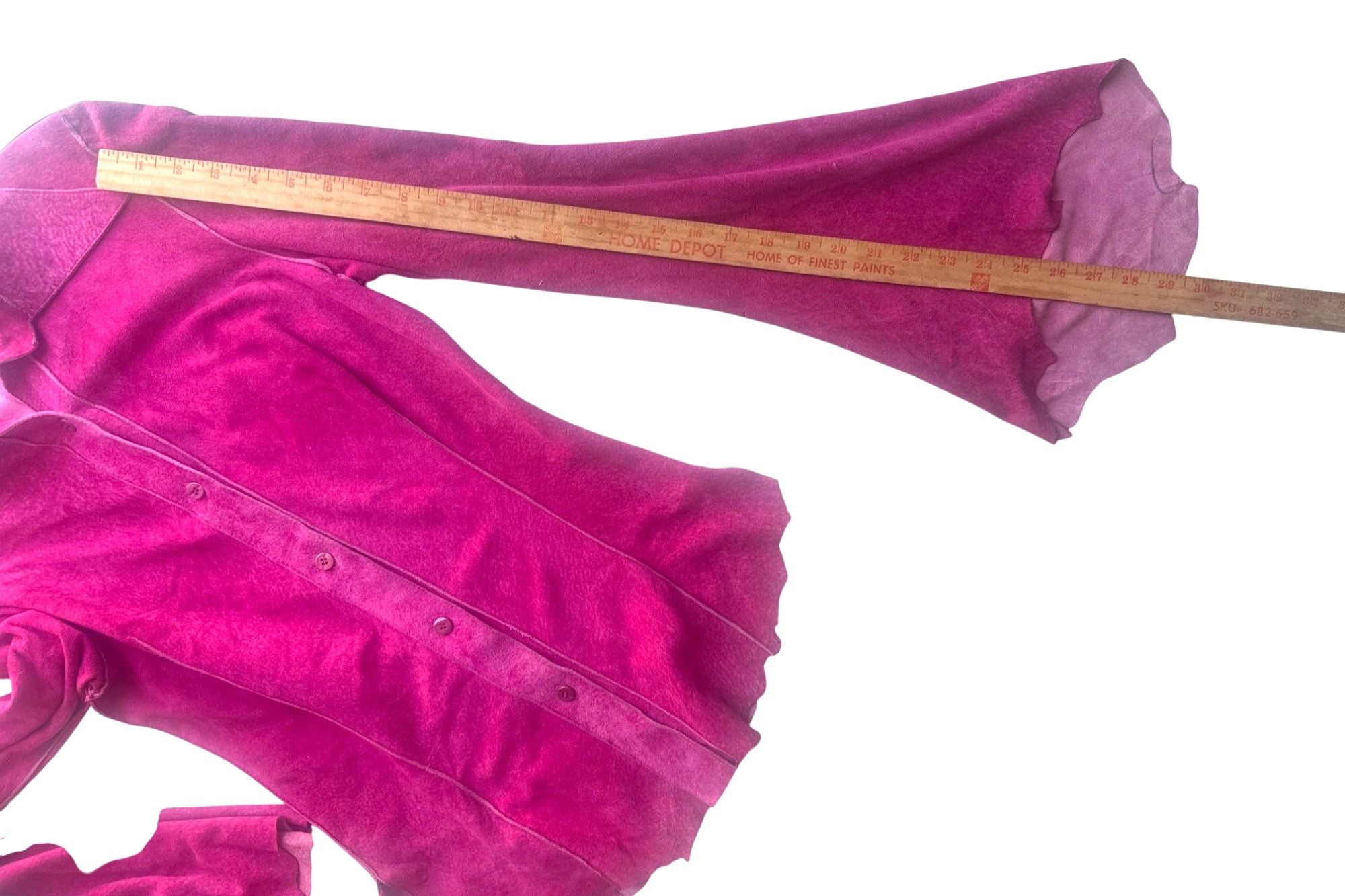 Roberto Cavalli Roberto Cavalli Womens Pink Suede Button-Up Shirt Flared Sle Size S / US 4 / IT 40 - 2 Thumbnail