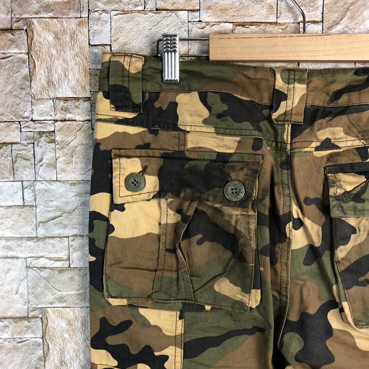 Japanese Brand Matchstick Camo Brown Cargo Multipocket Pants #A138 Size US 31 - 21 Thumbnail