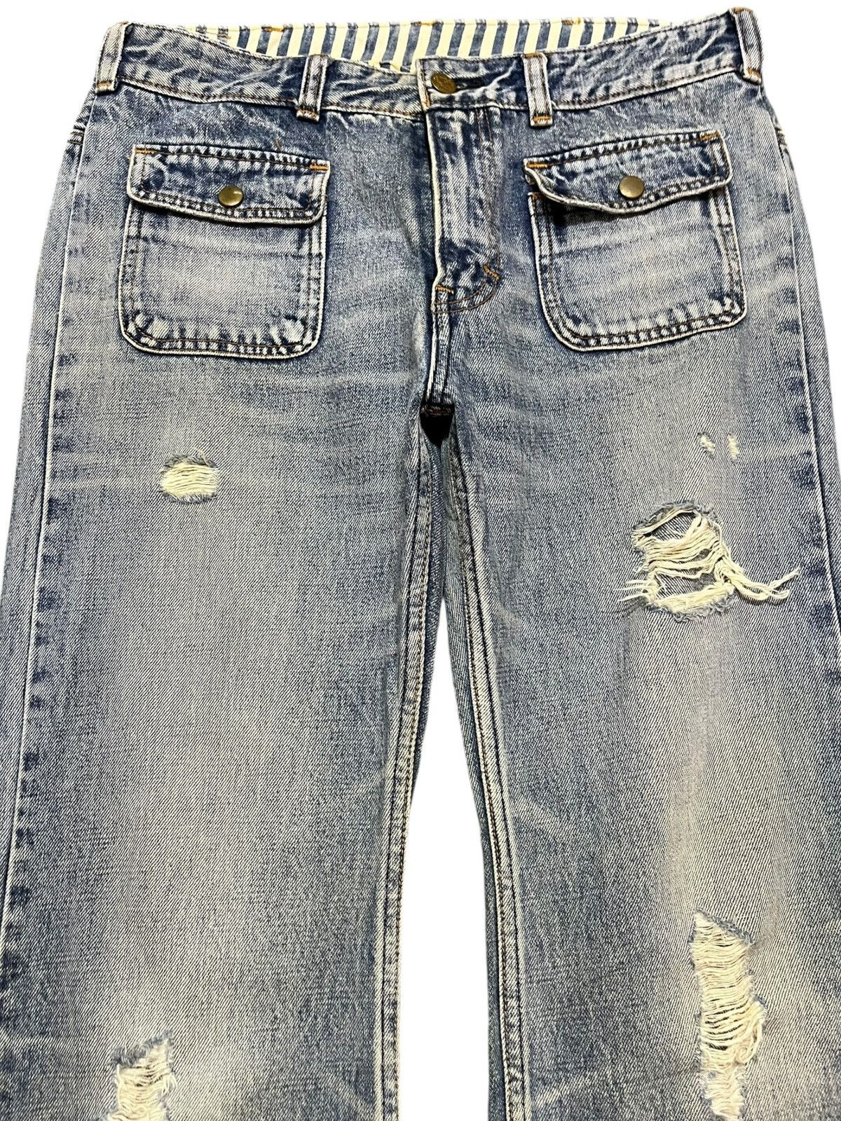 Kenzo Vintage RNA.inc Flare Faded Distressed Bush Pants Denim Size US 31 - 2 Thumbnail