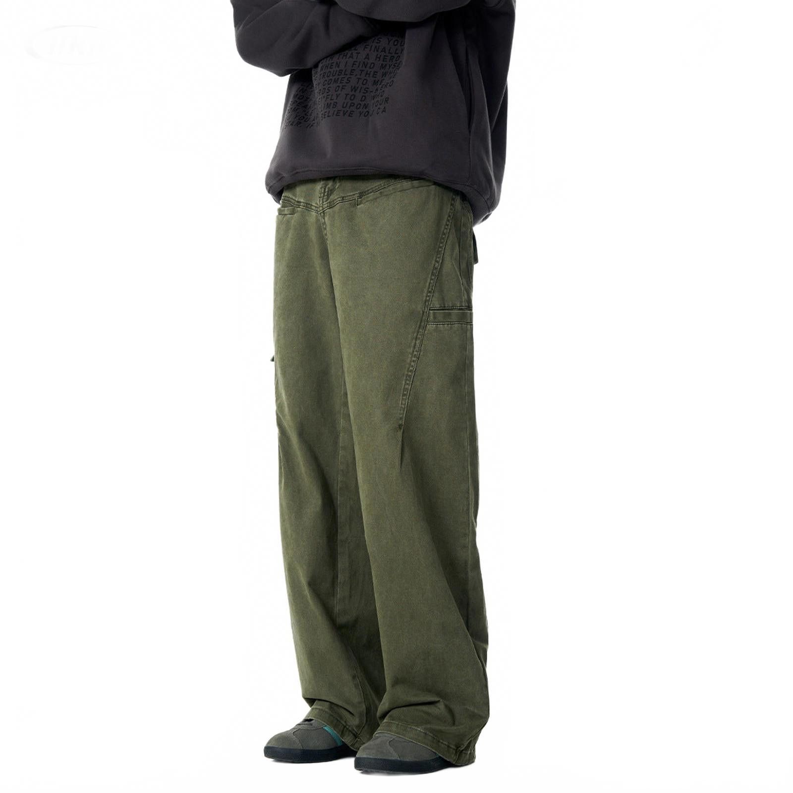 Japanese Brand Olive Green and Black Wide Leg Cargo Pants, Loose Fit Size US 30 / EU 46 - 1 Thumbnail