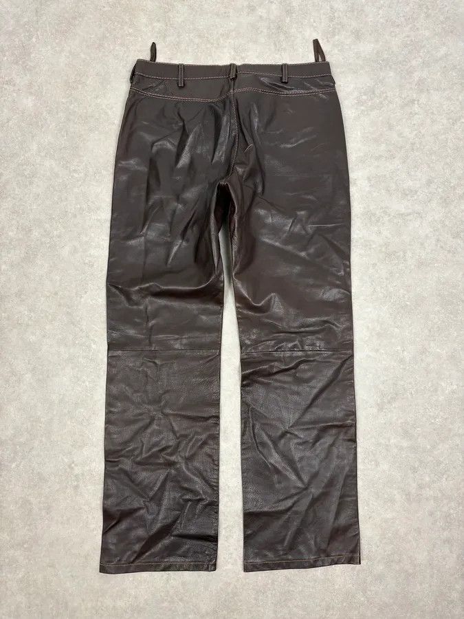 Vintage 1990s Gianni Versace Brown Leather Biker Pants Size US 32 / EU 48 - 7 Thumbnail