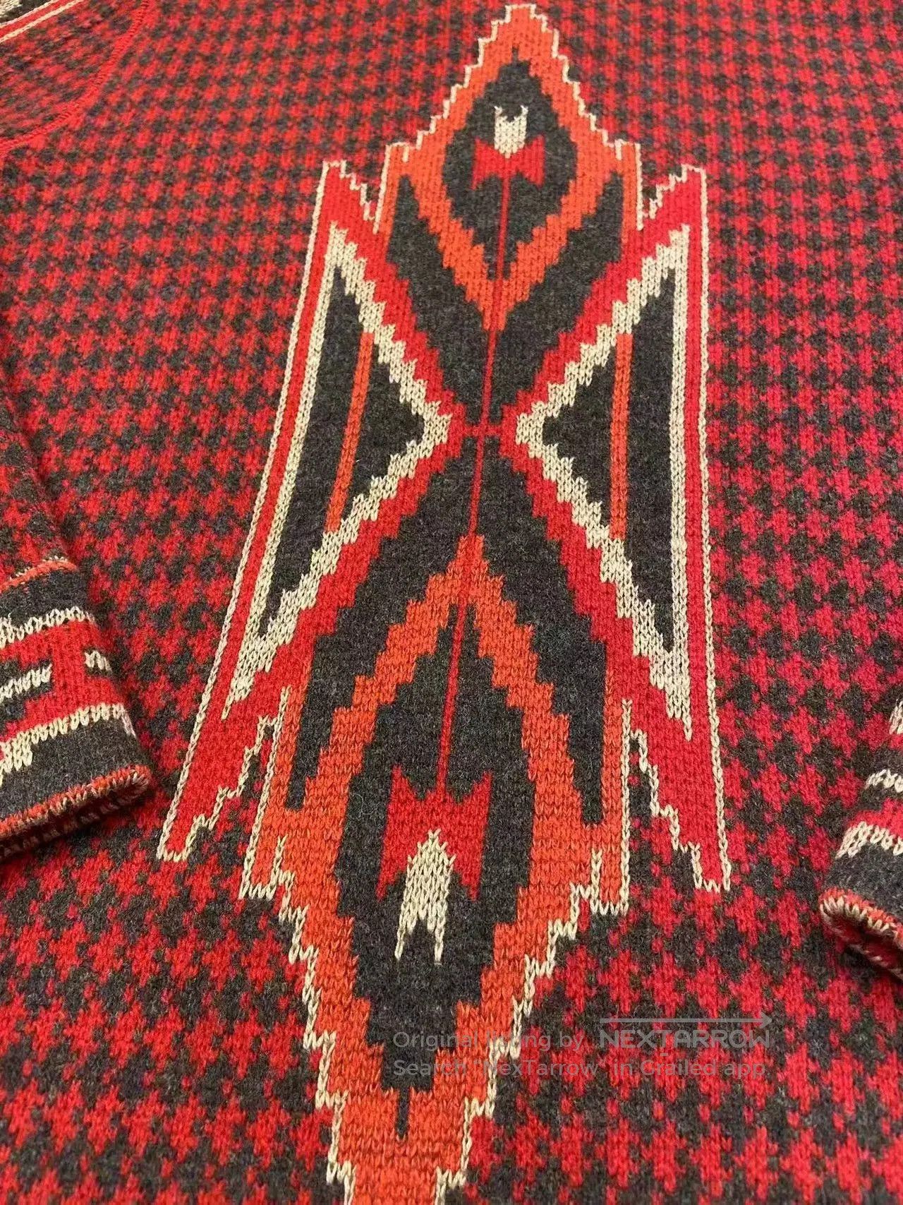 RRL Ralph Lauren Ralph Lauren RRL Red Houndstooth Knit Cardigan. Size M / US 6-8 / IT 42-44 - 3 Thumbnail