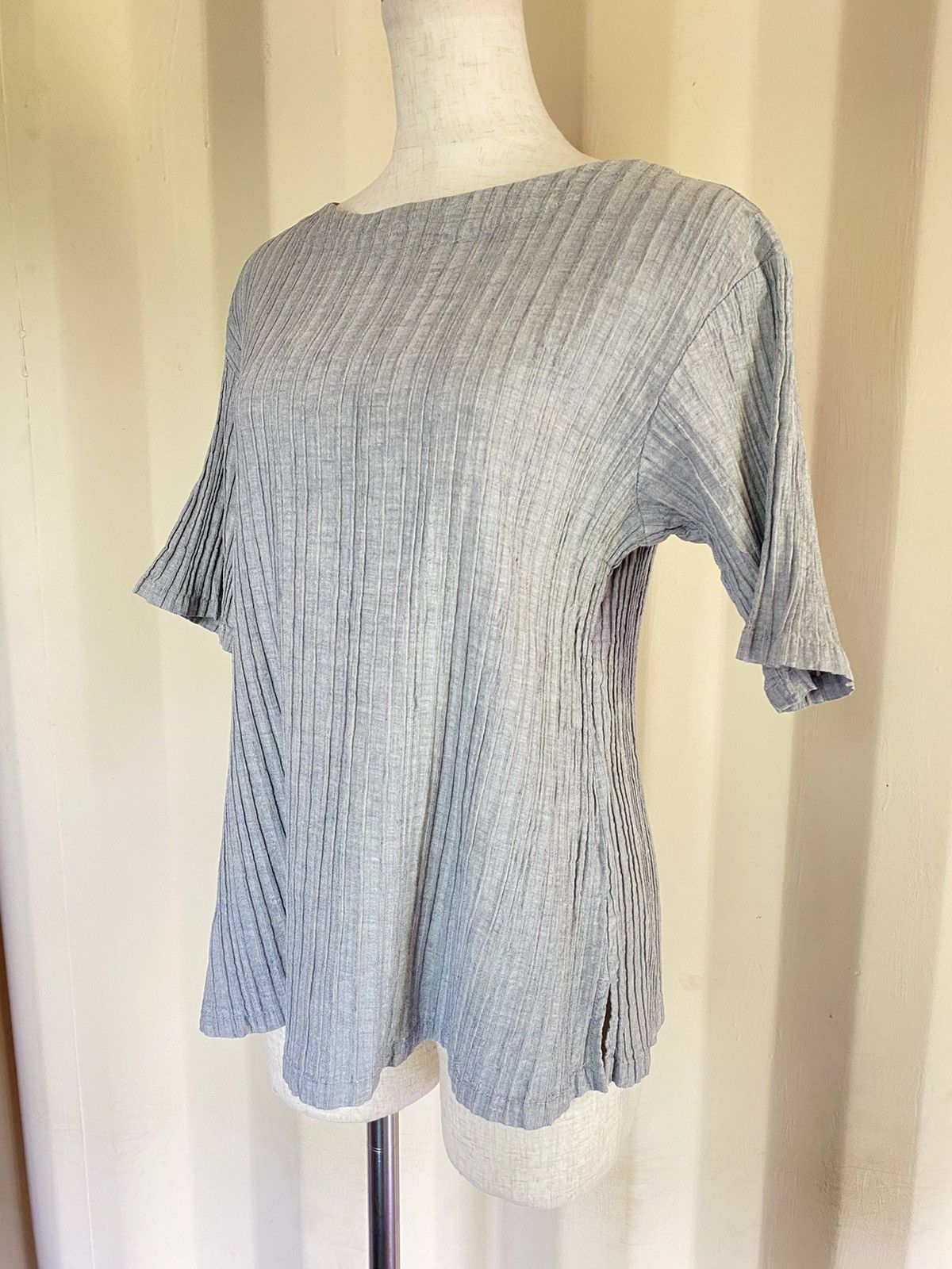 Issey Miyake Plantation Gray Pleated Blouse Size M / US 6-8 / IT 42-44 - 18 Thumbnail