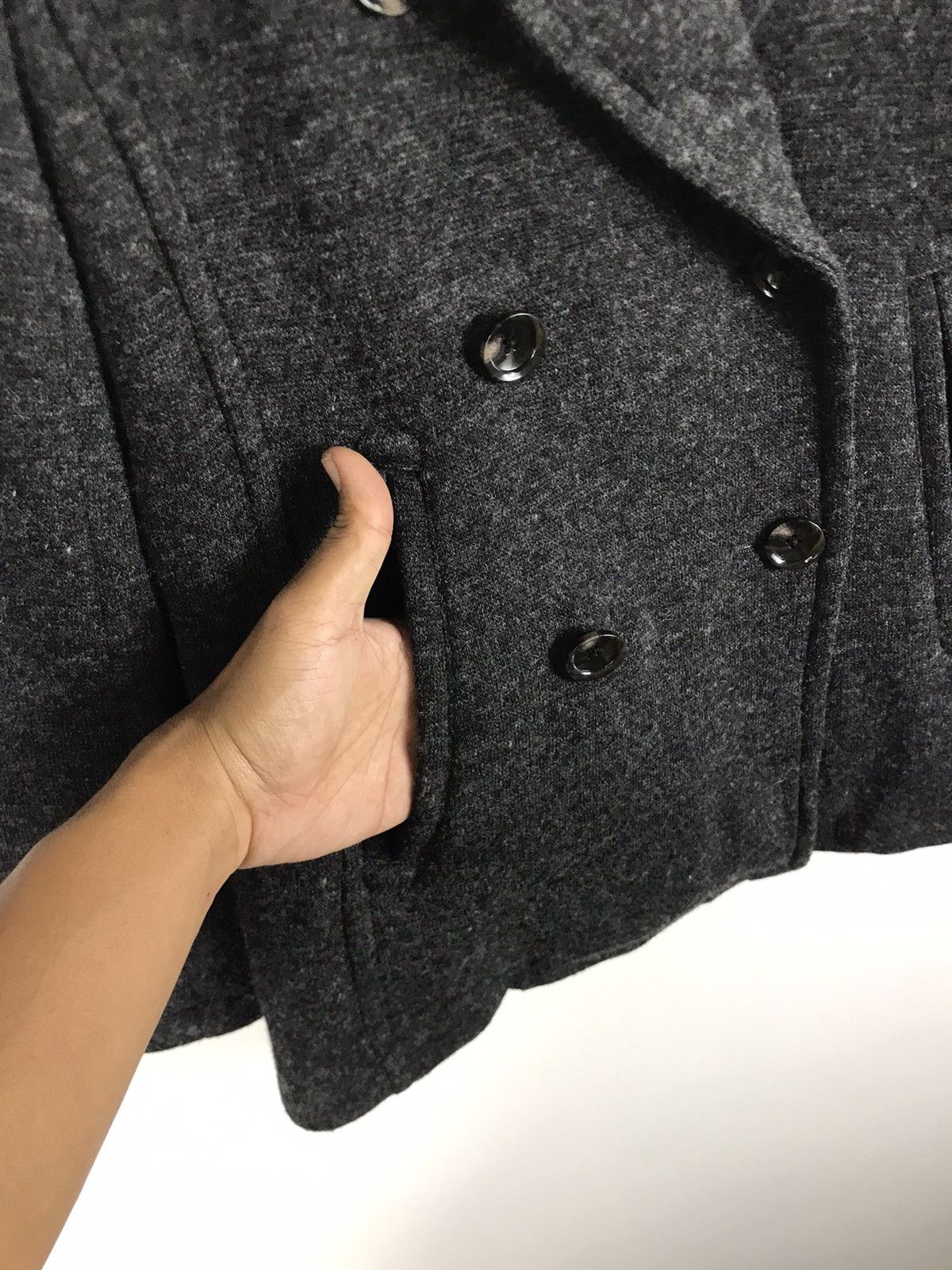 Comme Ca Ism 🔥Comme Ca Men Wool Double Breast Peacoat Size US S / EU 44-46 / 1 - 6 Thumbnail