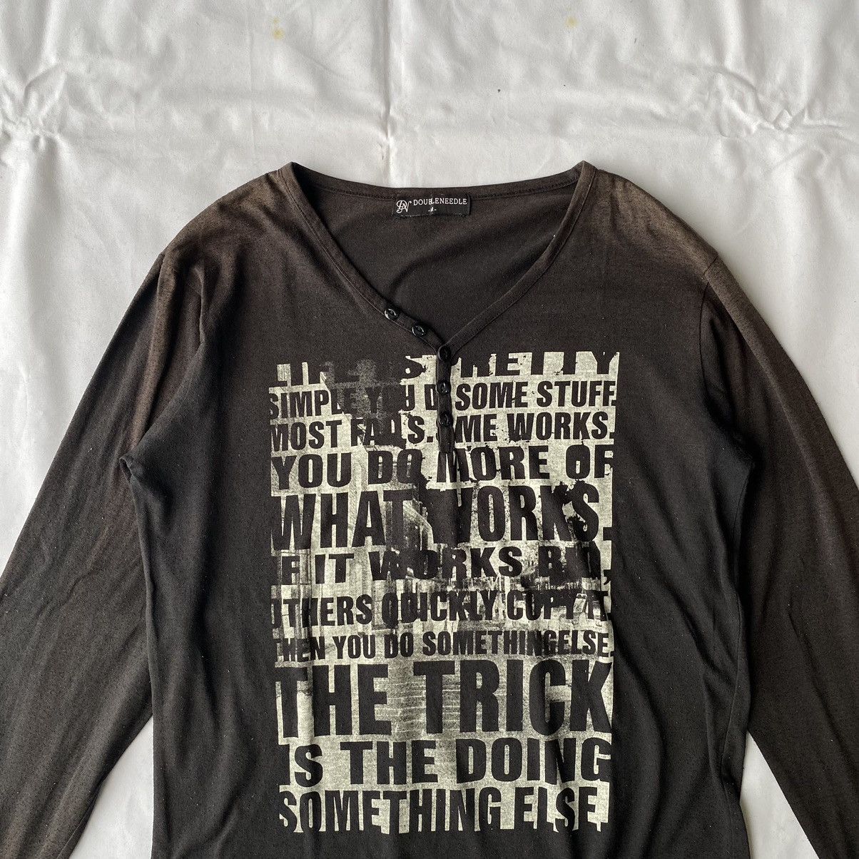 If Six Was Nine × Japanese Brand × Le Grande Bleu (L.G.B.) Japanese Poem Faded by Double Needle Long Sleeve Size US M / EU 48-50 / 2 - 4 Thumbnail