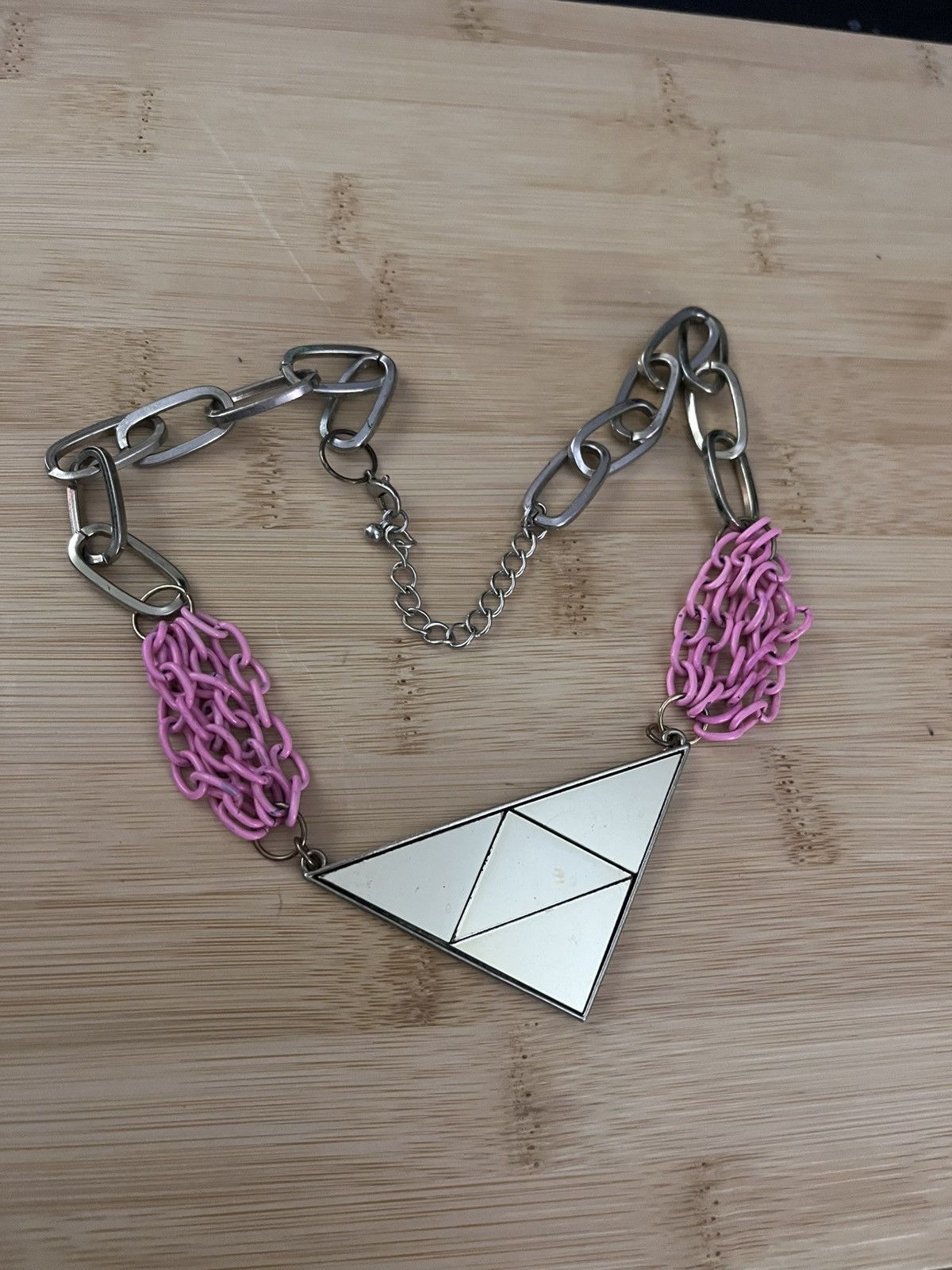 Other 2010s Geometric Triangle Mirror Pendant Pink Chain Necklace Size ONE SIZE - 1 Thumbnail