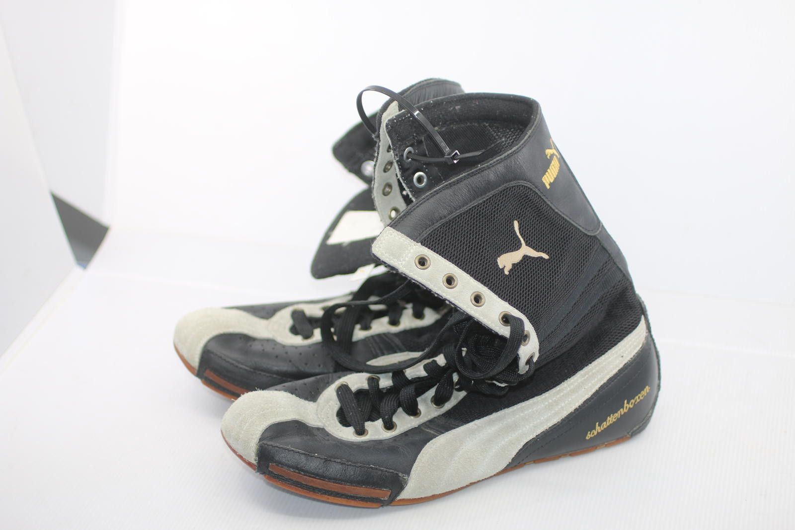 Puma PUMA High Top Boxing Shoes Black White Gold Sole Size 10.5 Size US 11.5 / EU 44-45 - 1 Thumbnail