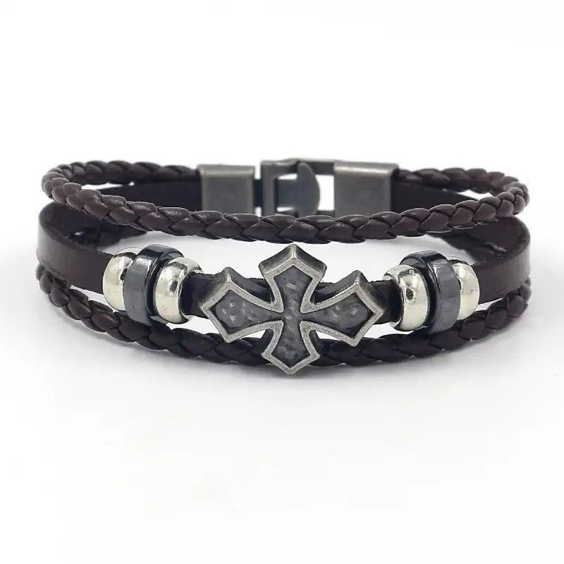 Jewelry × Vintage Vintage Multi-layer Leather Woven Cross Bracelet Size ONE SIZE - 2 Thumbnail