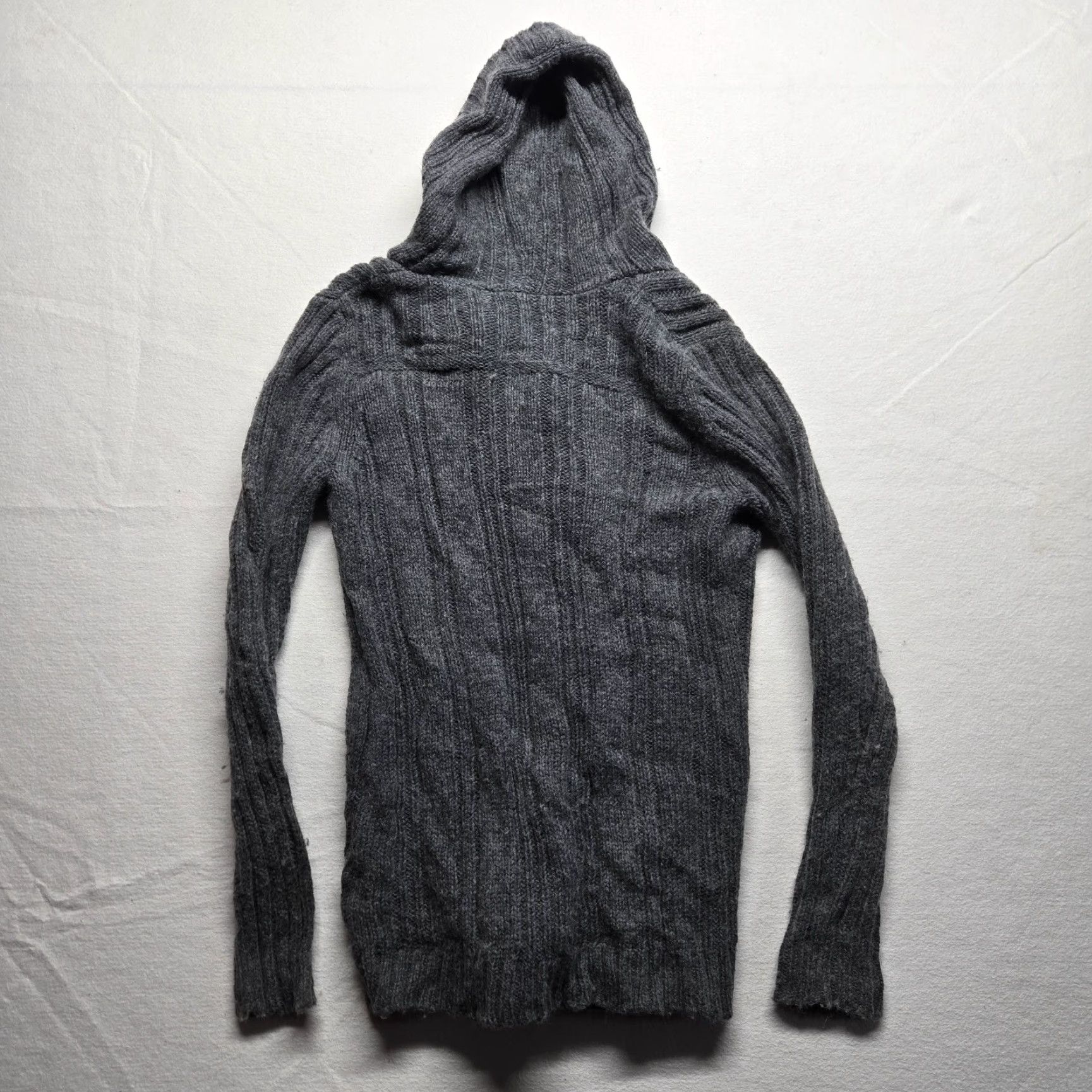 Old Navy Old Navy Sweater Gray Wool Blend V Neck Cable Knit Hoodie Large Womens Size L / US 10 / IT 46 - 8 Thumbnail