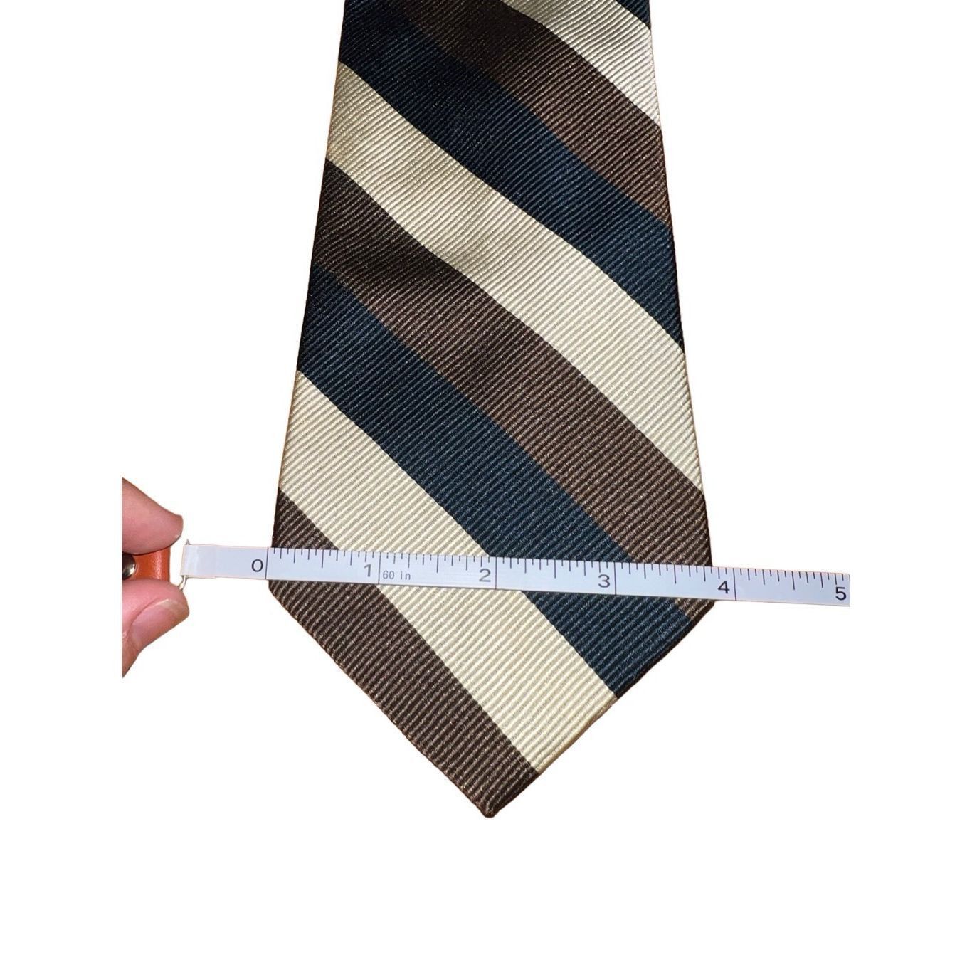 Faconnable Faconnable Brown, Tan, & Black Striped Handmade in France Ne Size ONE SIZE - 3 Thumbnail
