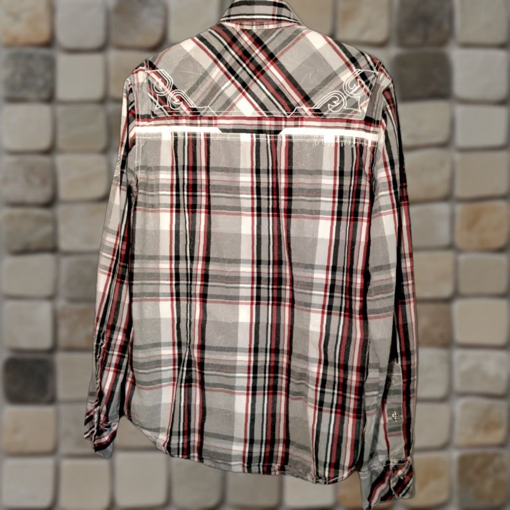 Affliction Affliction Shirt Black Premium Plaid Button Embroidered Medium Gray Red Black Size US M / EU 48-50 / 2 - 1 Thumbnail