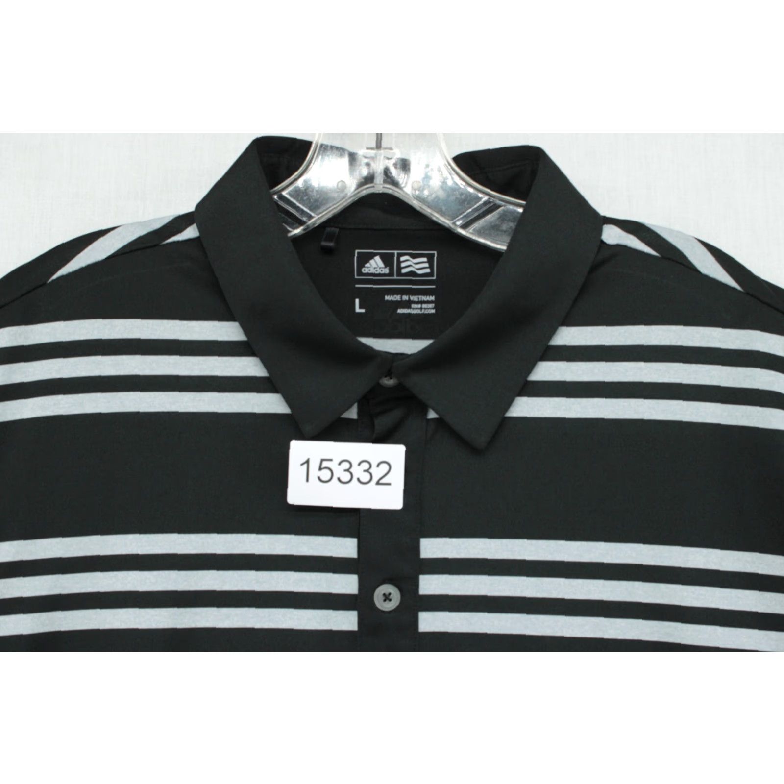 Adidas Adidas Polo Shirt Men's Large Black Striped Short Sleeve Retro Golf Preppy Size US L / EU 52-54 / 3 - 8 Thumbnail