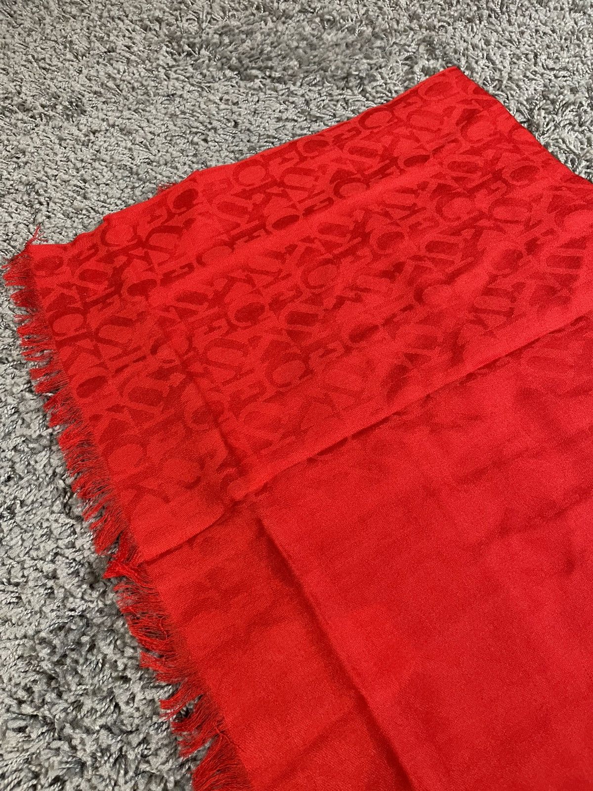 Supreme 2017FW Supreme Fuck Pattern Logo Cashmere Wool Scarf Red Size ONE SIZE - 4 Thumbnail