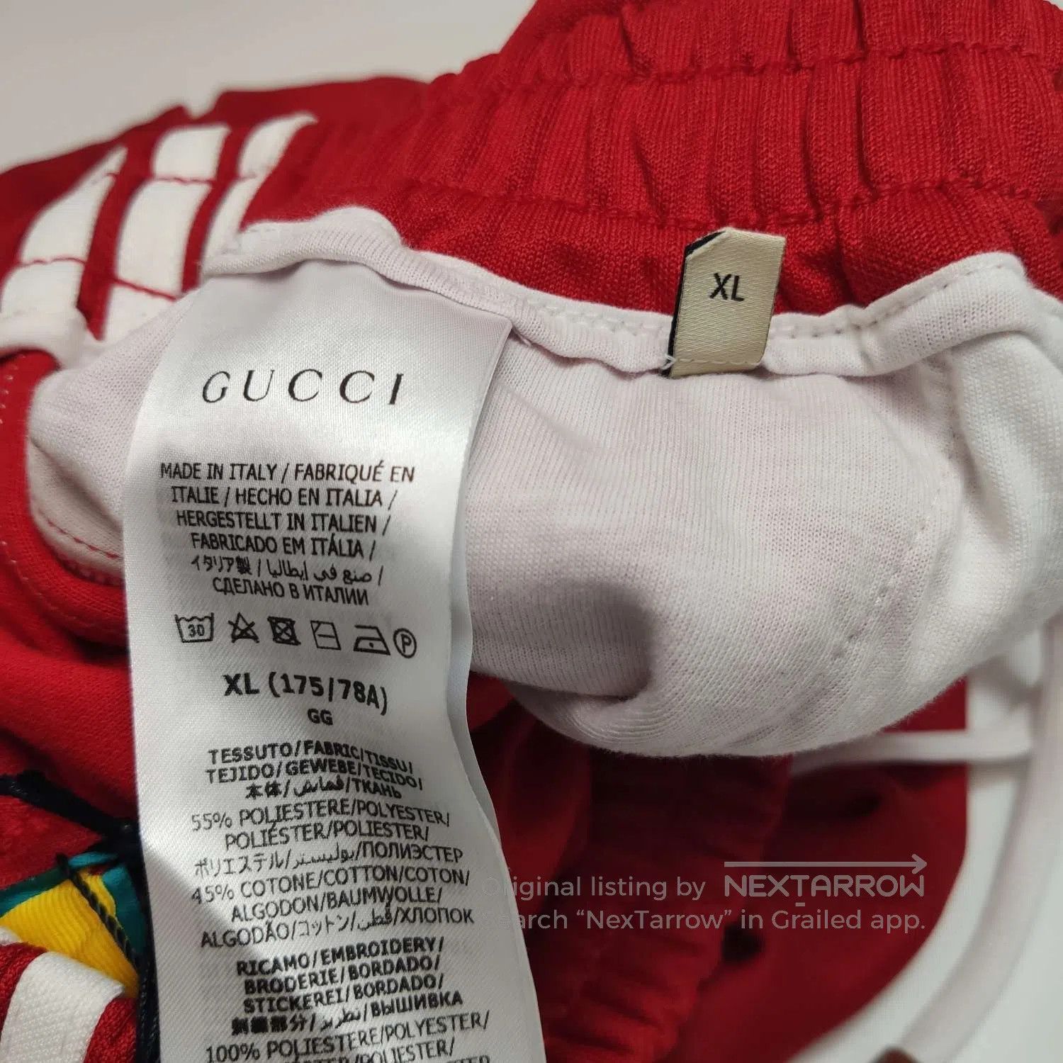 Gucci Gucci x adidas Red Cotton Logo Stripe Pants XL. Size 30" / US 8 / IT 44 - 7 Thumbnail
