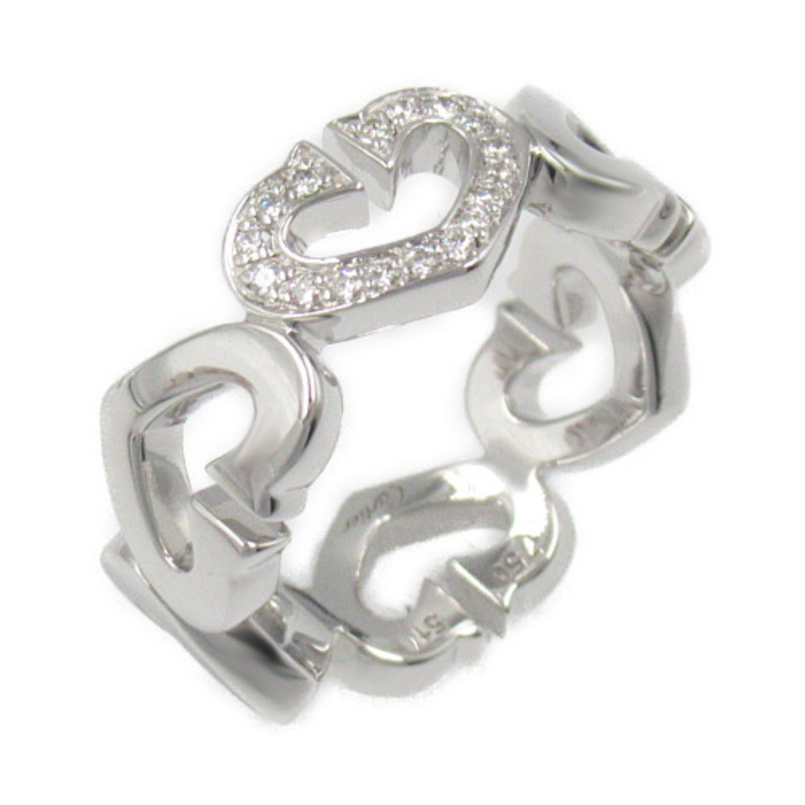 Cartier C Heart Diamond Ring K18Wg (White Gold) Clear