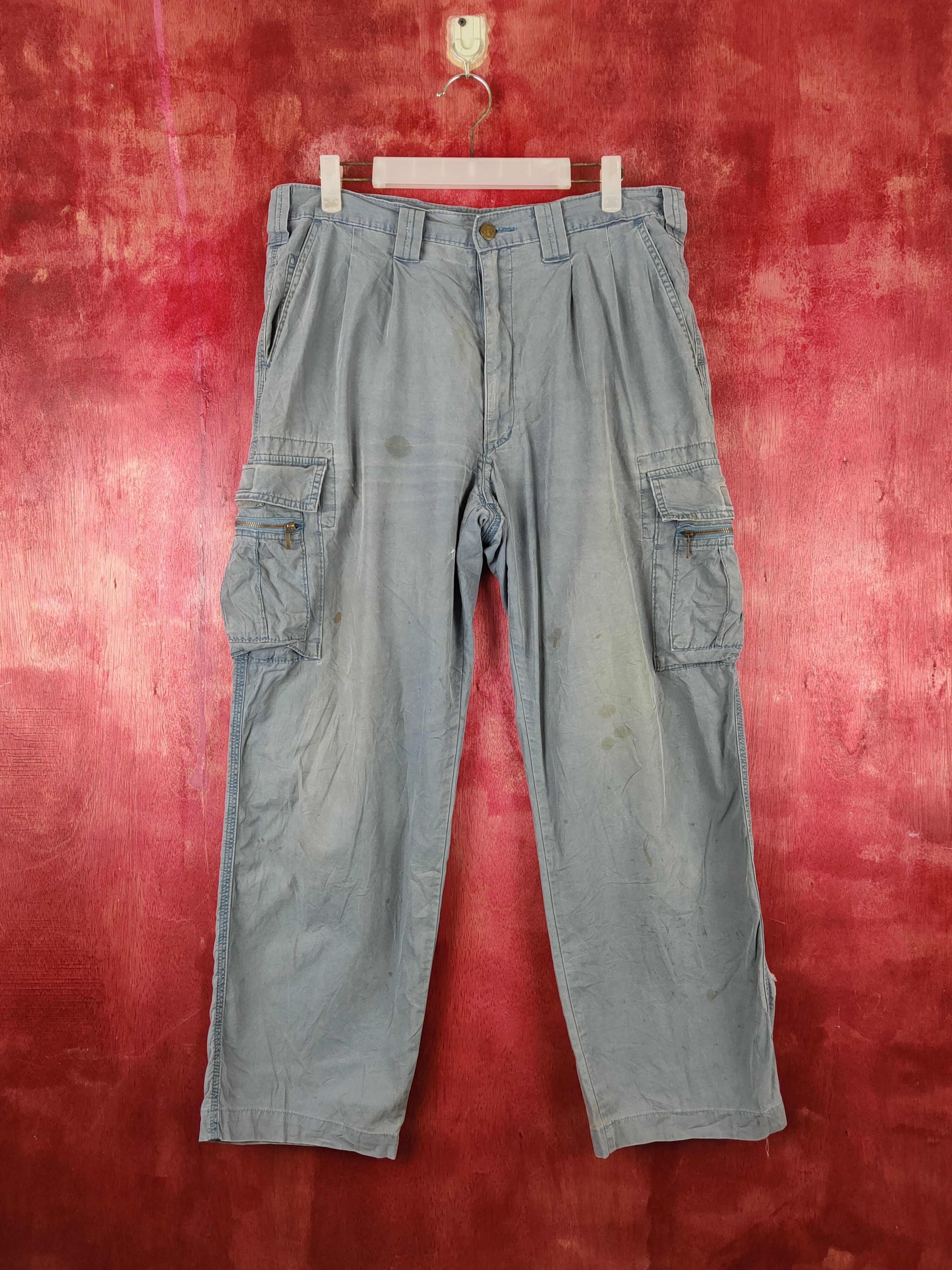 image of Vintage Grancisco Blue Faded Multipocket Tactical Cargo Pants S1819, Men's (Size 34)