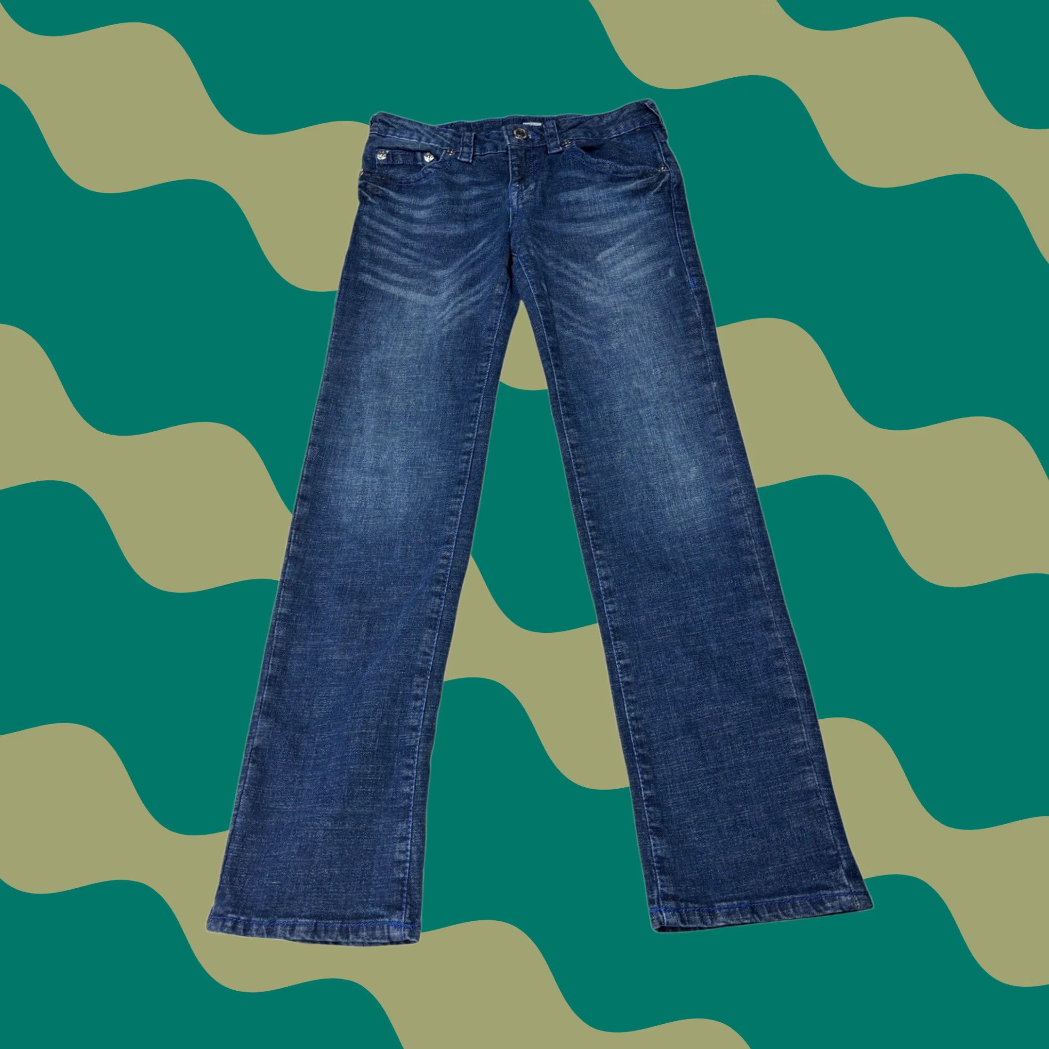 True Religion True Religion Geno Relaxed Slim Jeans Dark Wash Blue Stitching 29 Regular 26.5 Inseam Womens Jeans Size 29" - 1 Thumbnail
