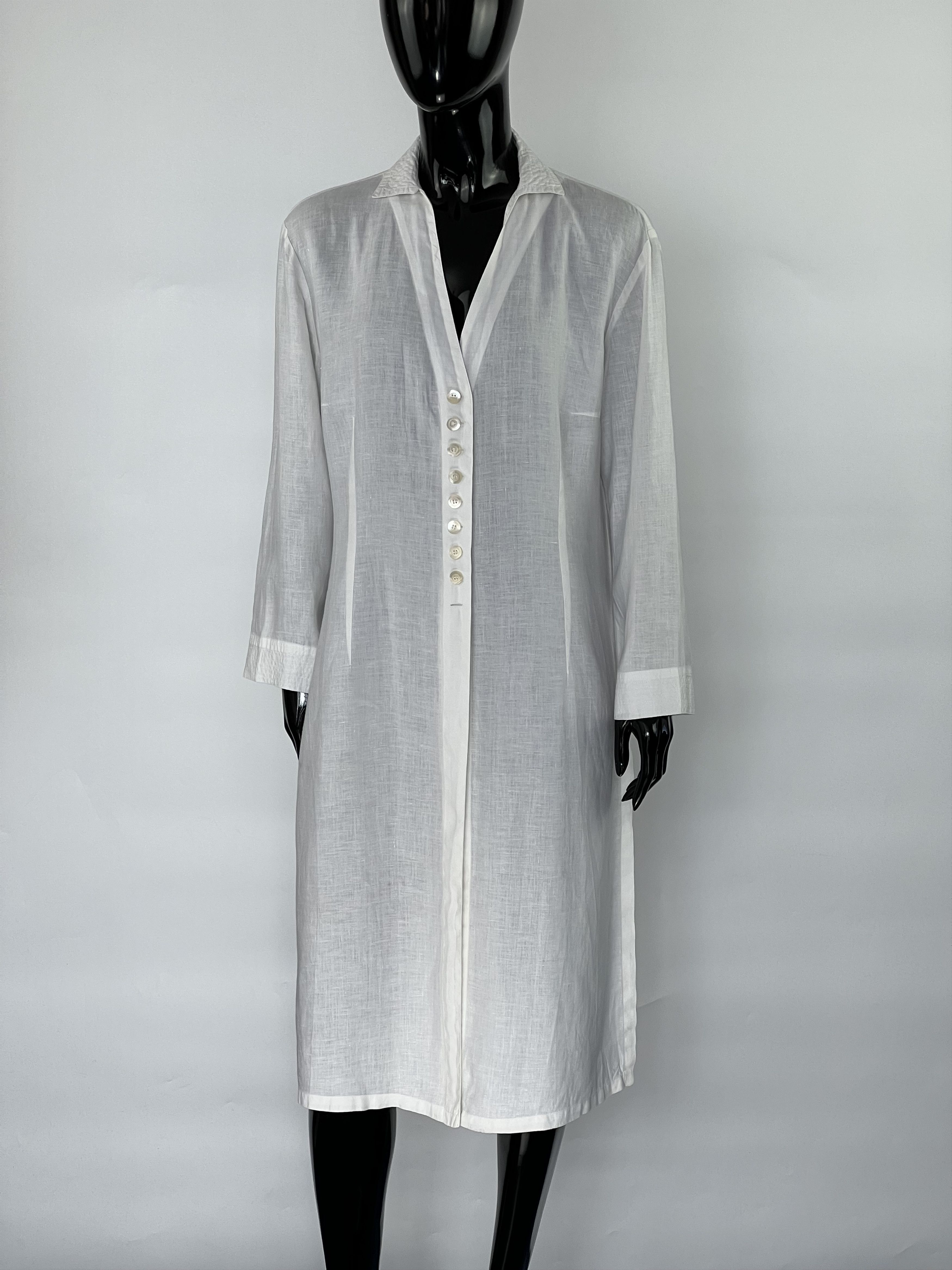 Other All In All 100% Linen Long Sleeve Button Shirt Dress IT50 Size XXL / US 16-18 / IT 52-54 - 1 Thumbnail