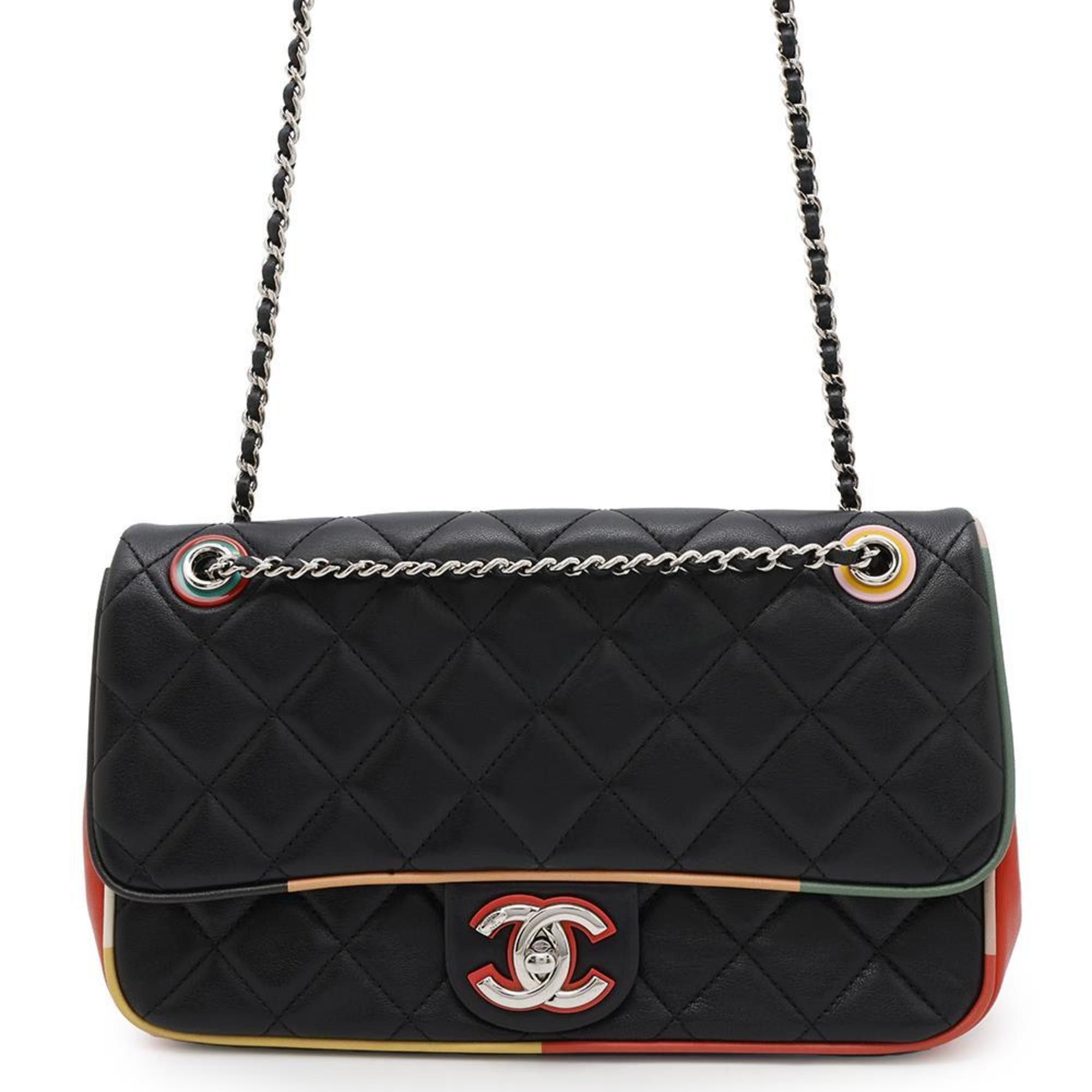 Chanel Chain Shoulder Bag Coco Mark Matelasse Lambskin A93691 Chanel Black, Women's