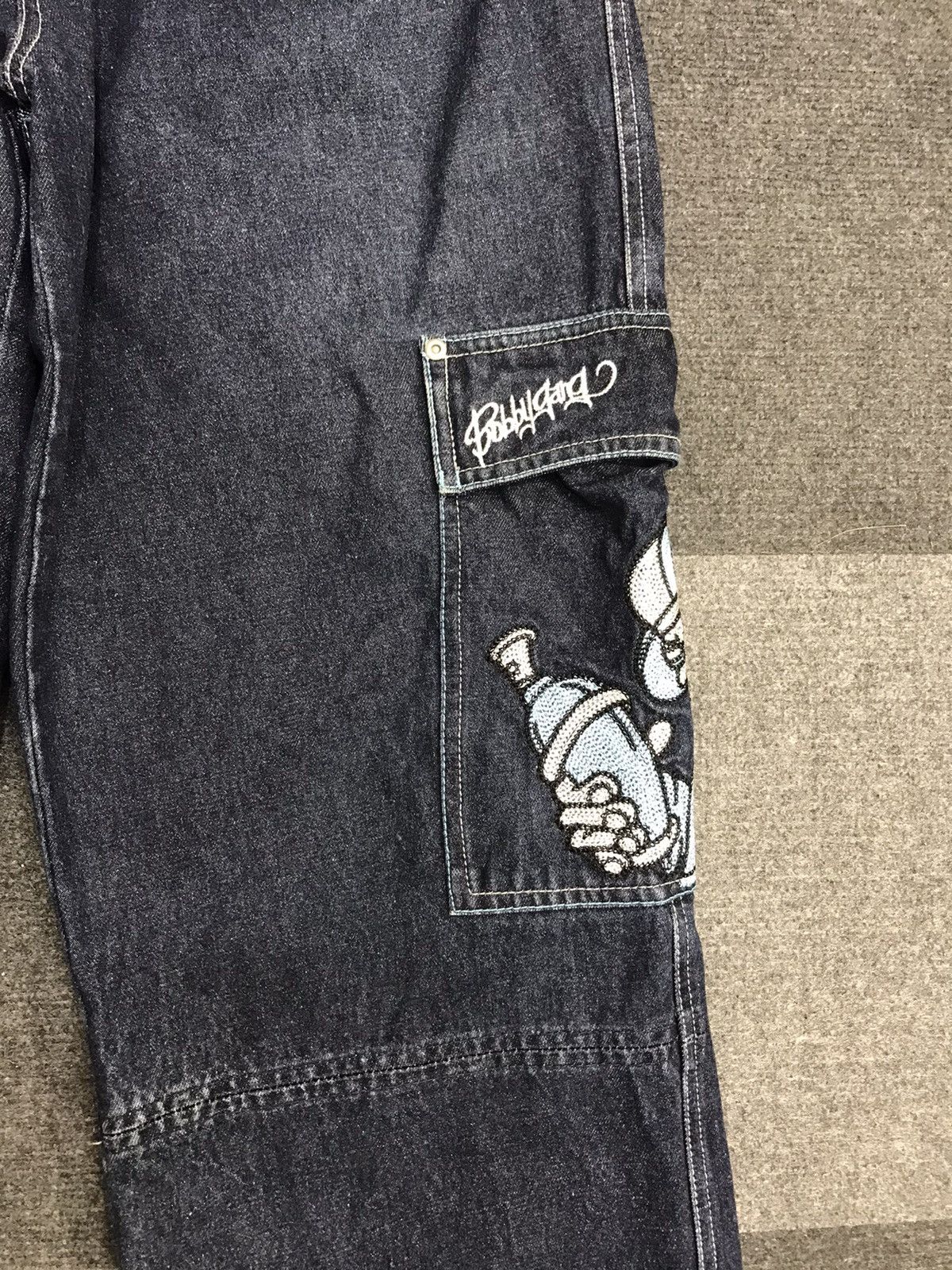 Japanese Brand BAGGY🔥BOBBYGANG Hip Hop Skater Cargo Jeans Size US 32 / EU 48 - 6 Thumbnail